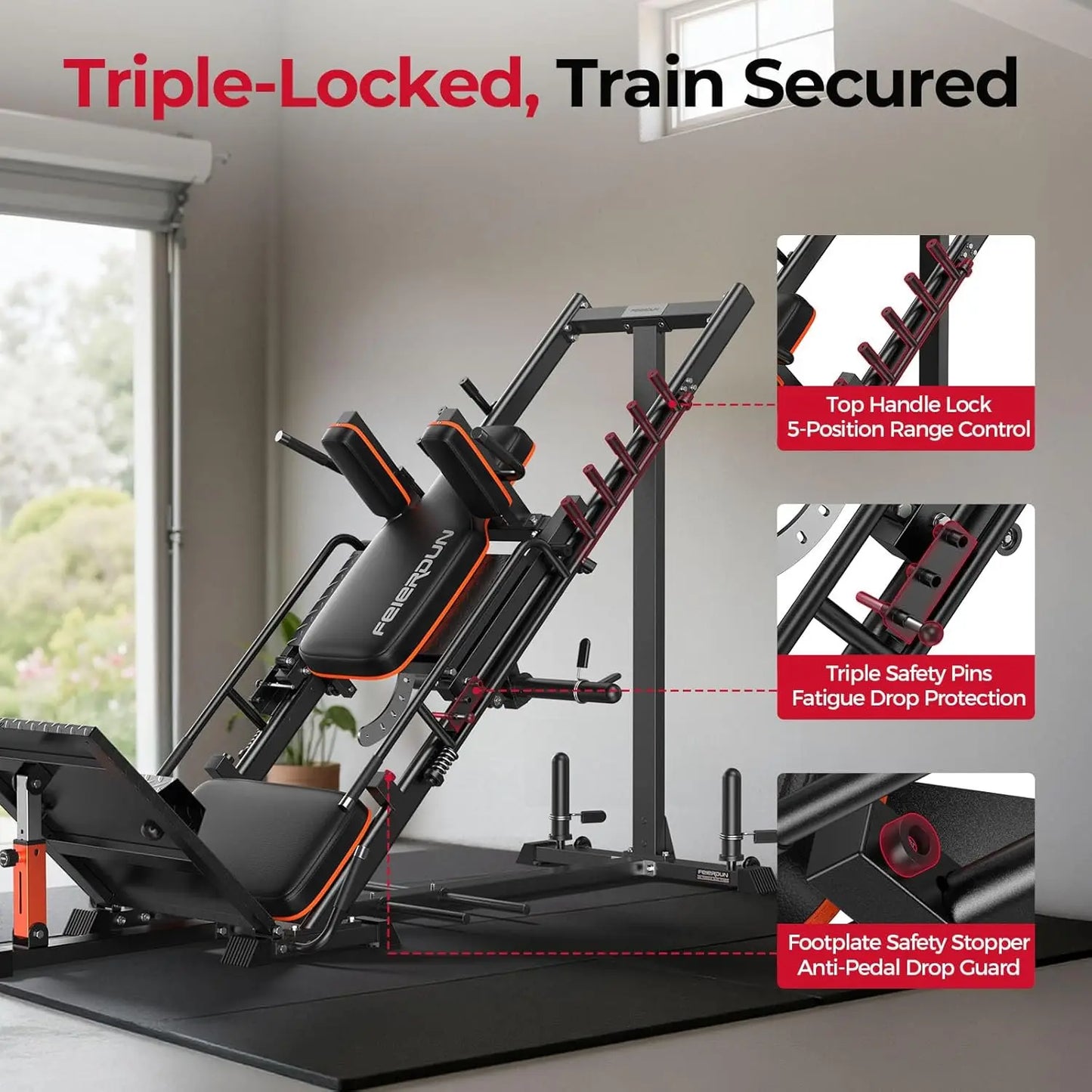 FED Fitness FEIERDUN 3-In-1 Leg Press Hack Squat Machine