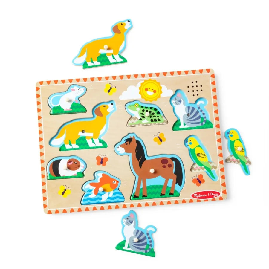 Wooden Peg Puzzle With Light Activated Sounds For Toddlers