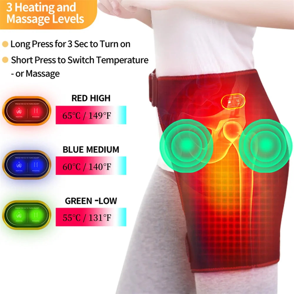 Heated Hip Brace USB Electric With 3 Massager Vibrations