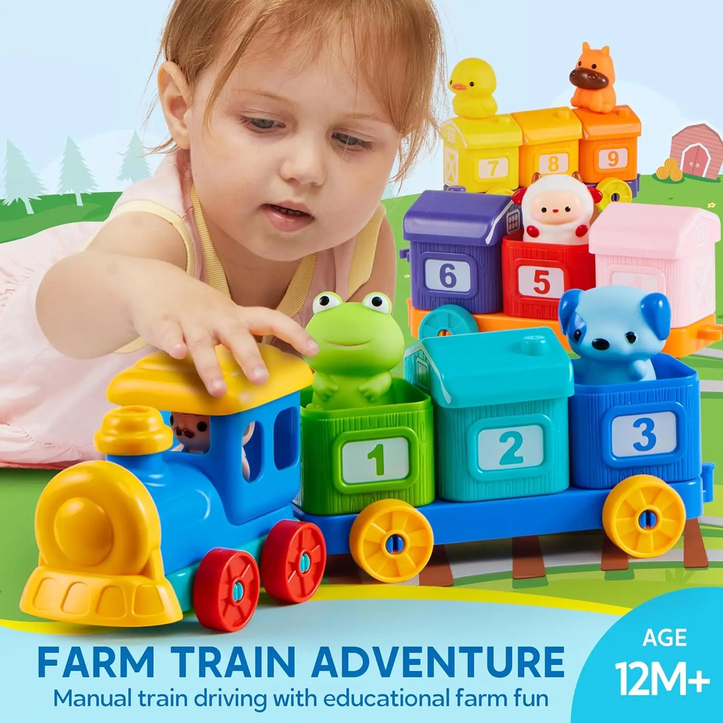 Joyfy Learning Farm Train Counting Sorting Montessori Toy Set