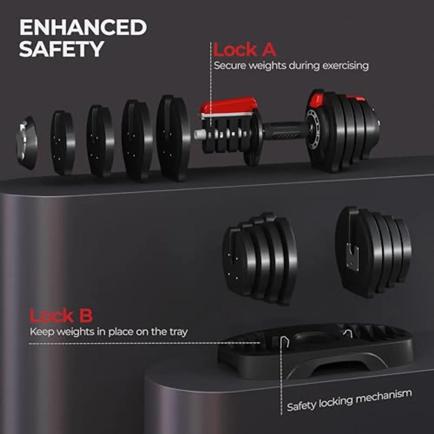 Adjustable Dumbbell Set With Anti Slip Handle For Home Gym