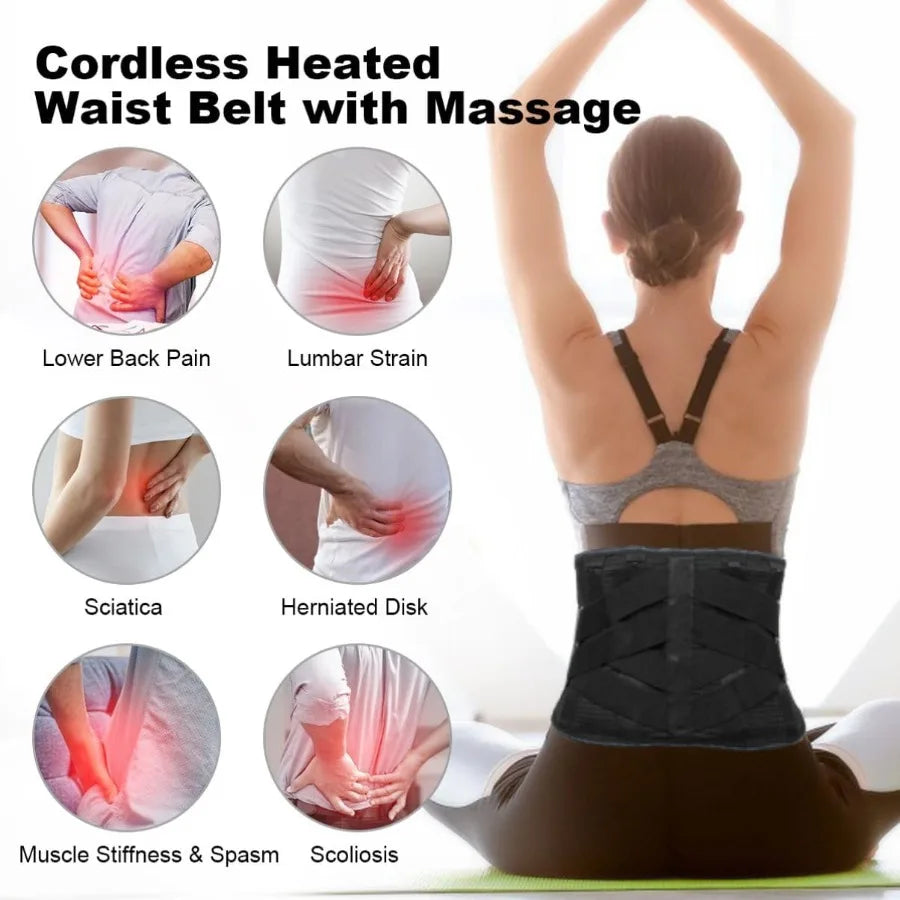 Cordless Heating Pad Back Massager Belt For Lower Back Pain Relief