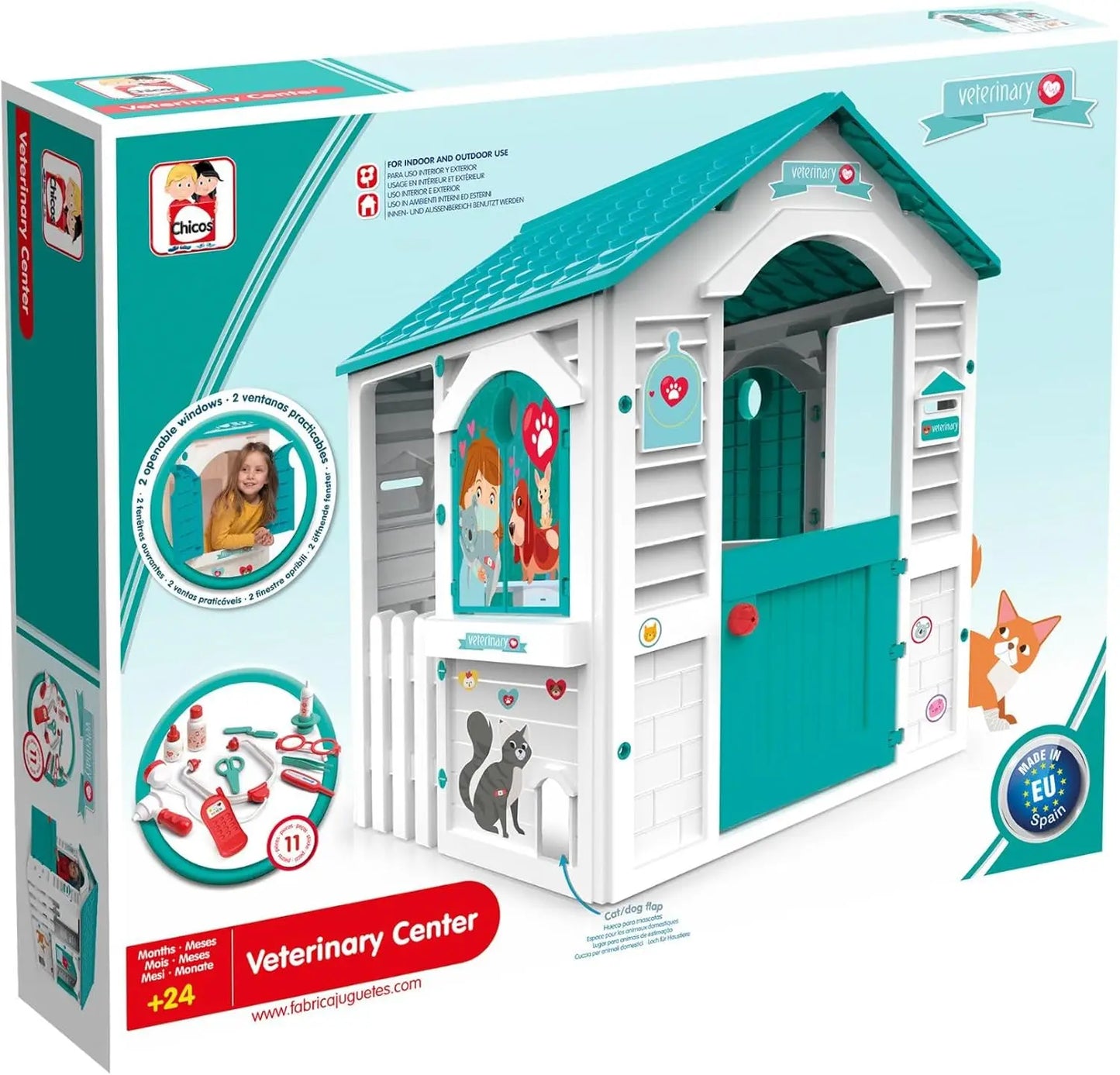 Vet Play House Outdoor Playset For Kids Pretend Veterinary Clinic