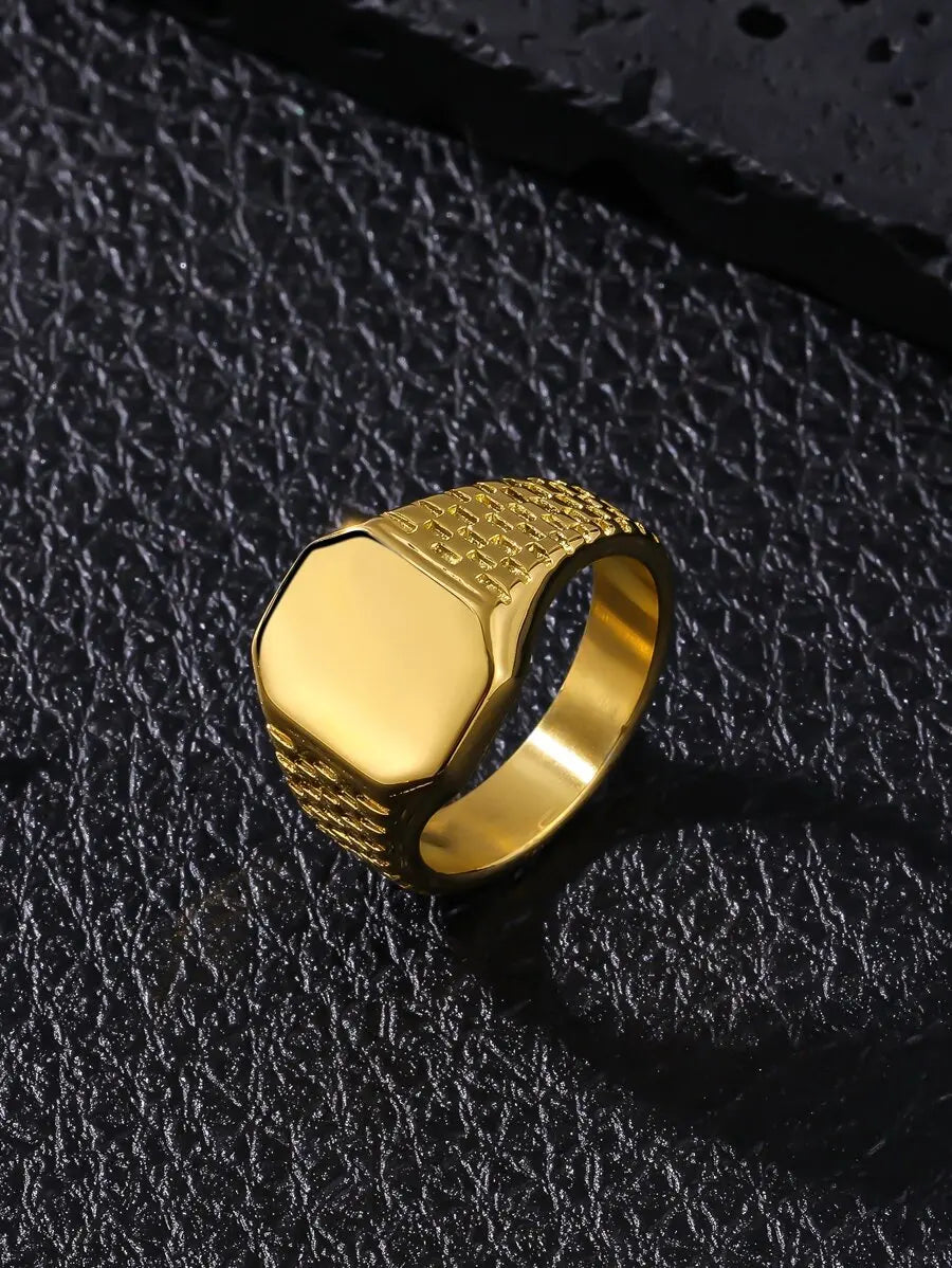 1pc Men's Octagon Smooth Classic Gift Ring