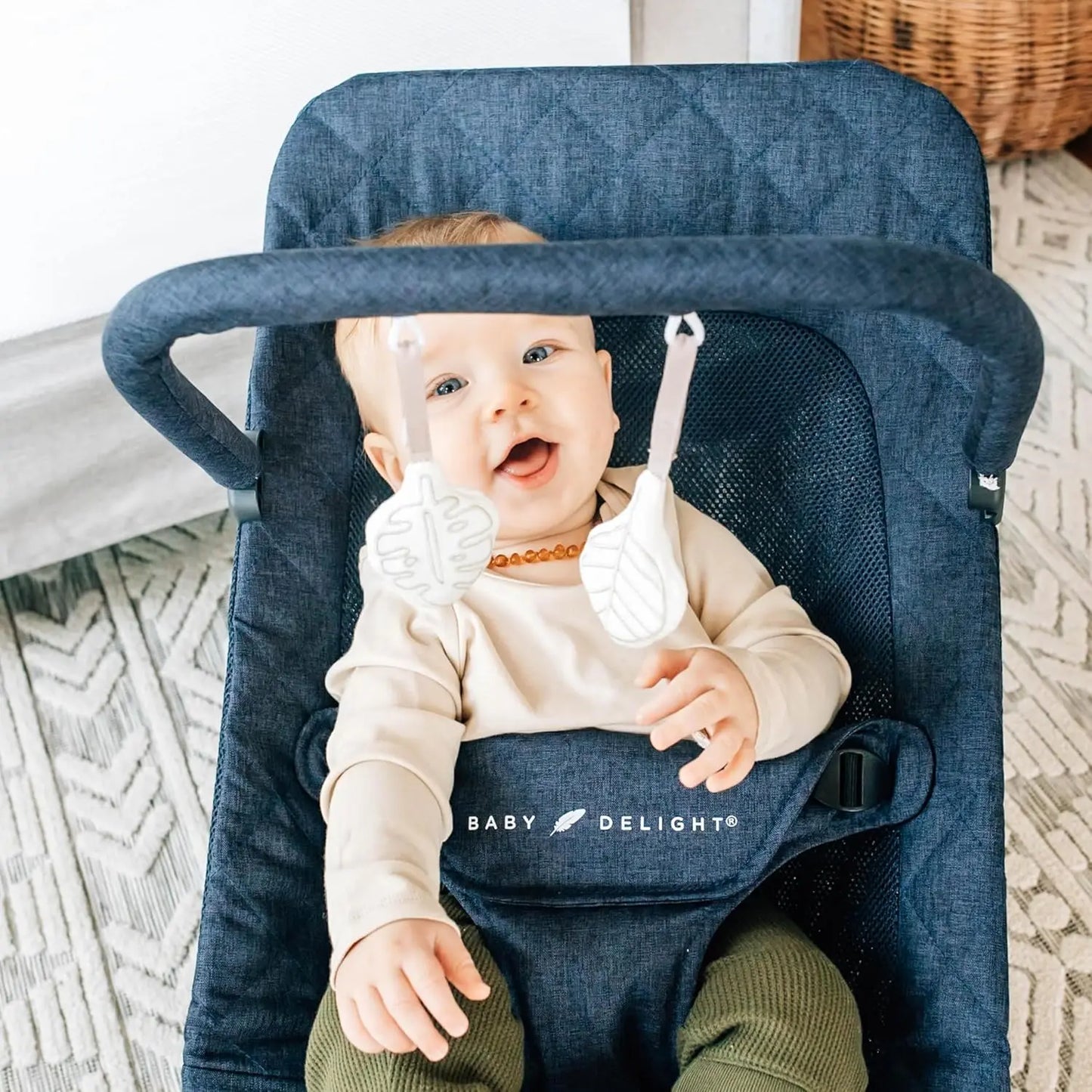 Portable Infant Bouncer With 3 Recline Positions And Carry Bag