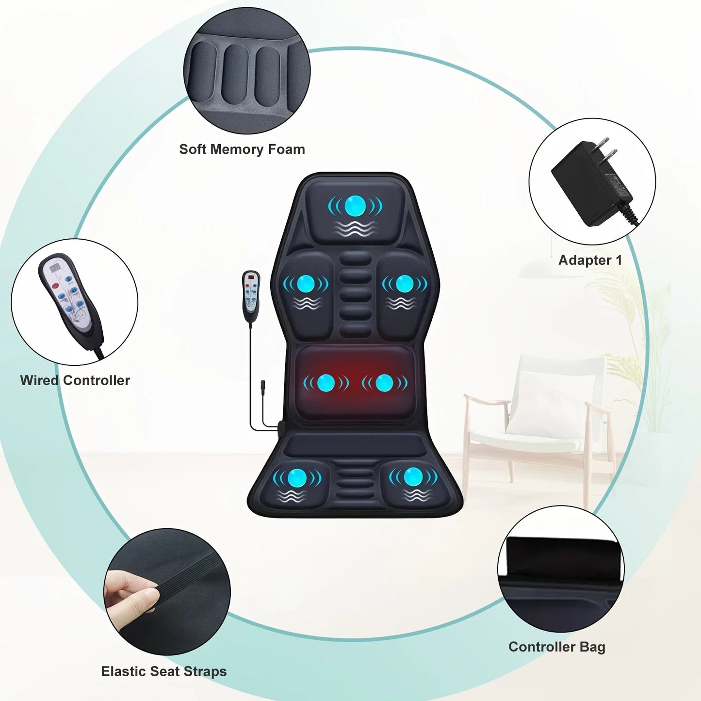 HIMOUTA Electric Back Massager With Heat And Vibration