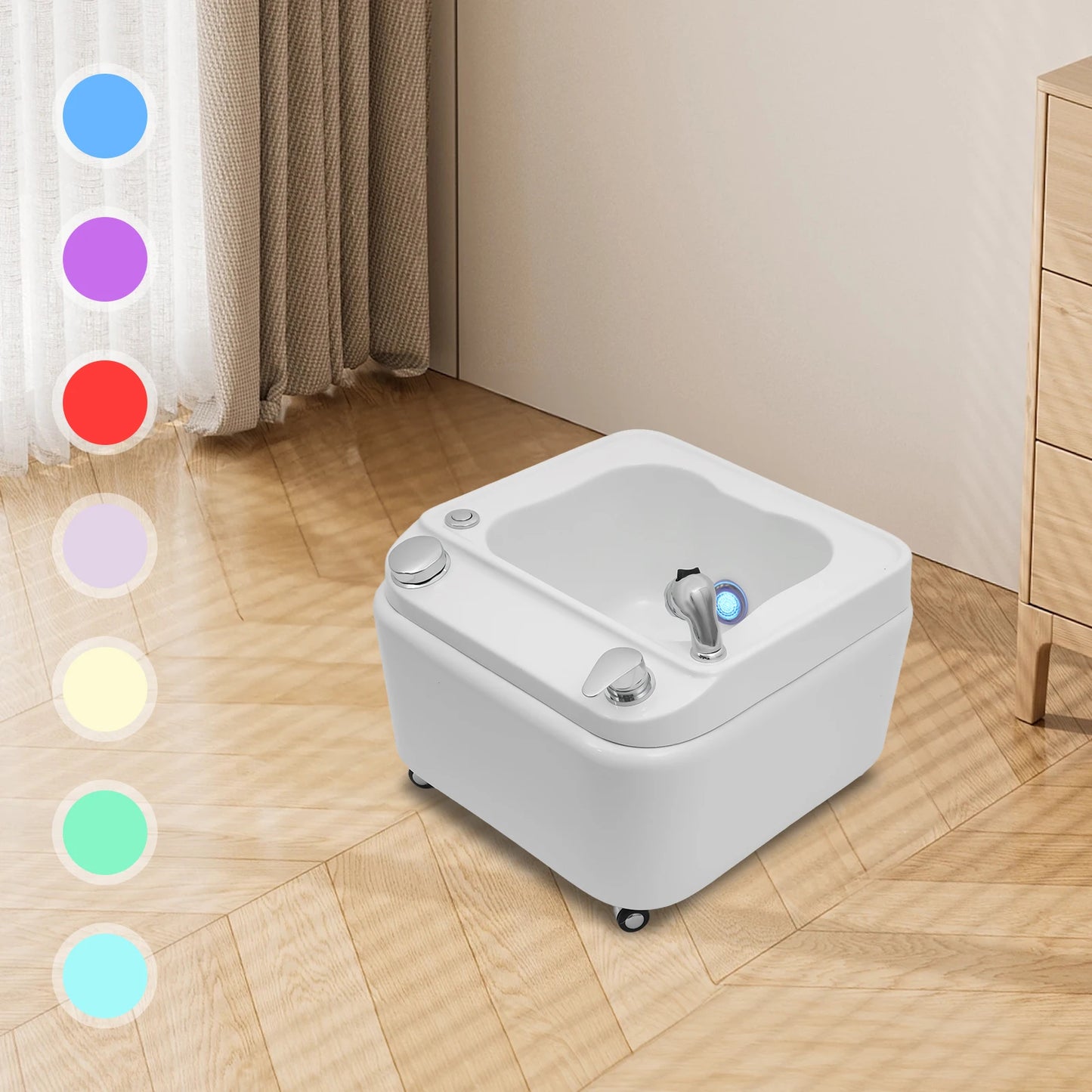 Bymaocar Acrylic Foot Bath Massage LED Light Spa Tub