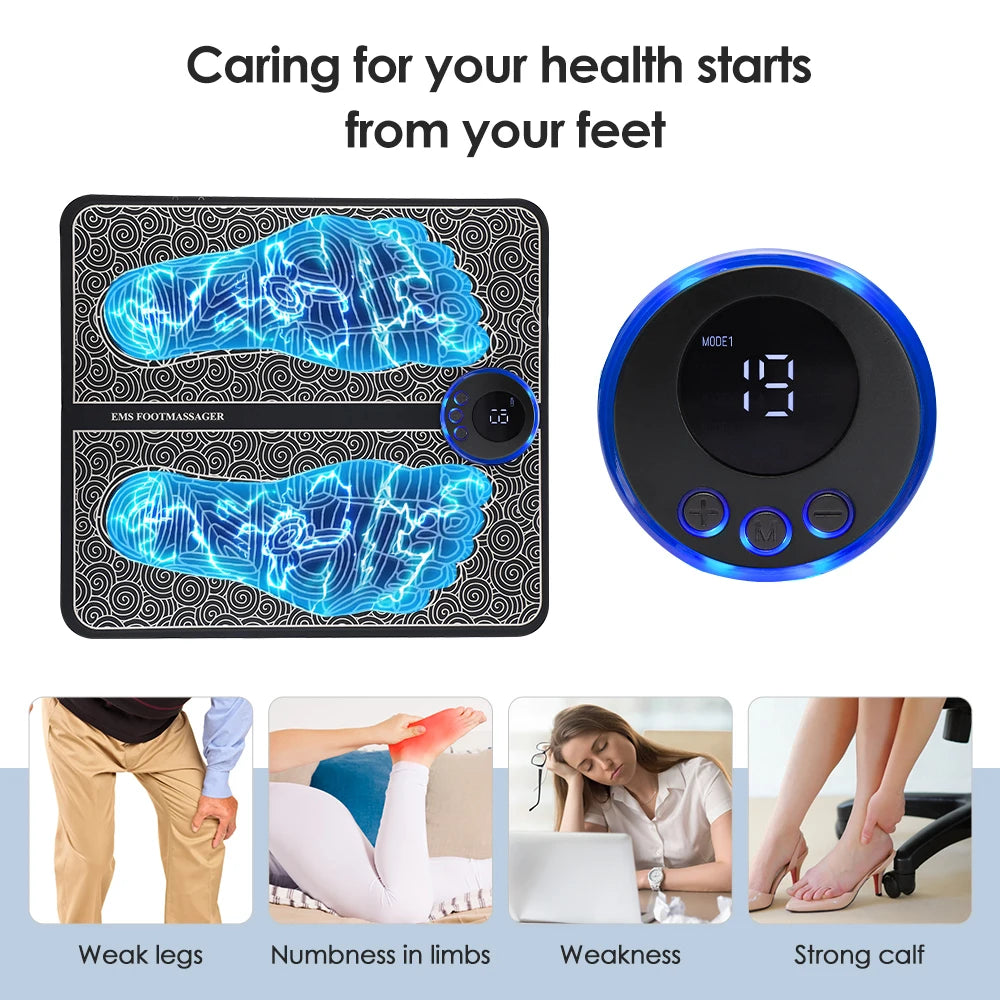 Hailicare Rechargeable Electric Foot Massager Pad EMS Massage Mat