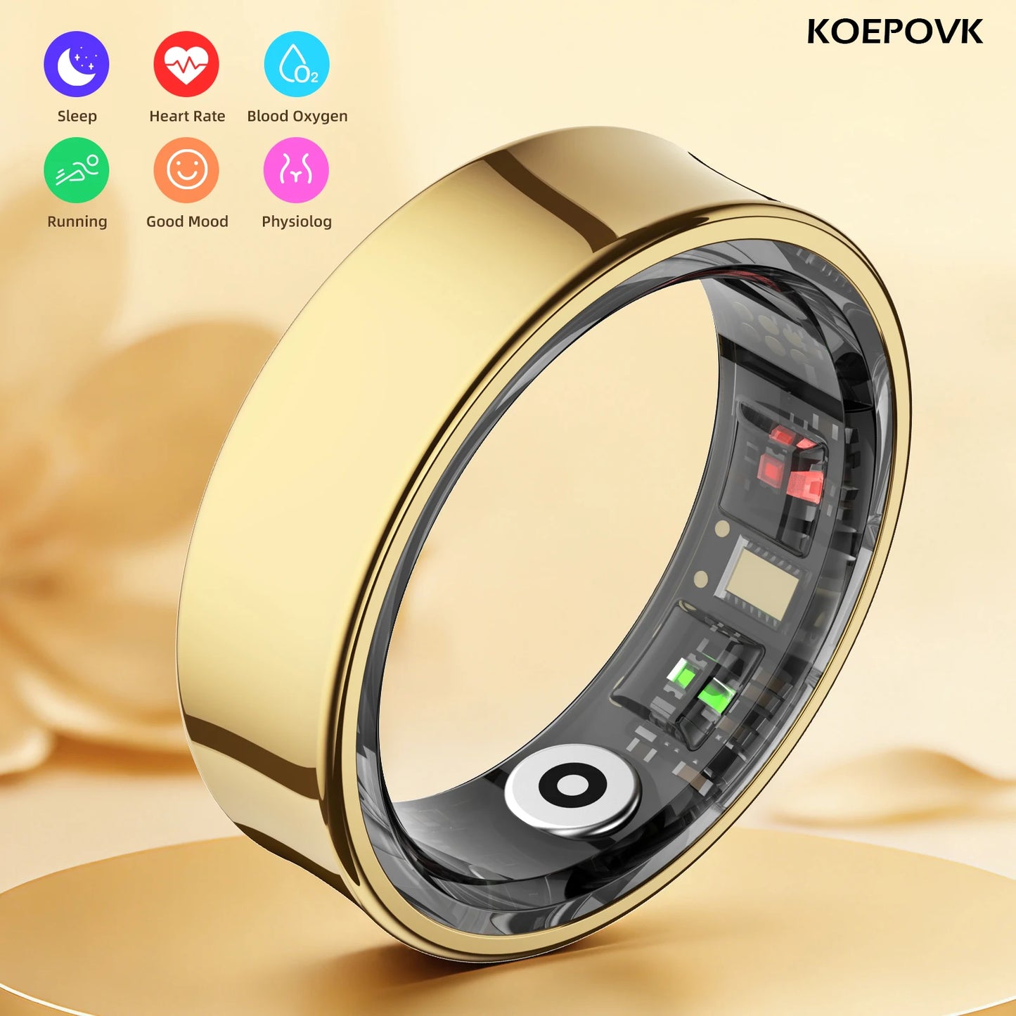 Smart ring with heart rate monitor, sleep & activity tracking, waterproof, and magnetic charging. Tracks your sleep, steps, and workouts 24/7. Stainless steel, built to last.