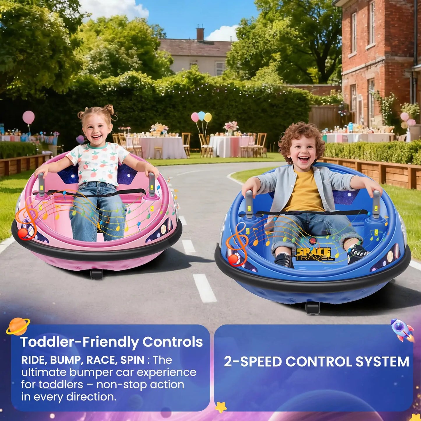 360 Degree Spinning Kids Electric Bumper Car LED Lights Remote