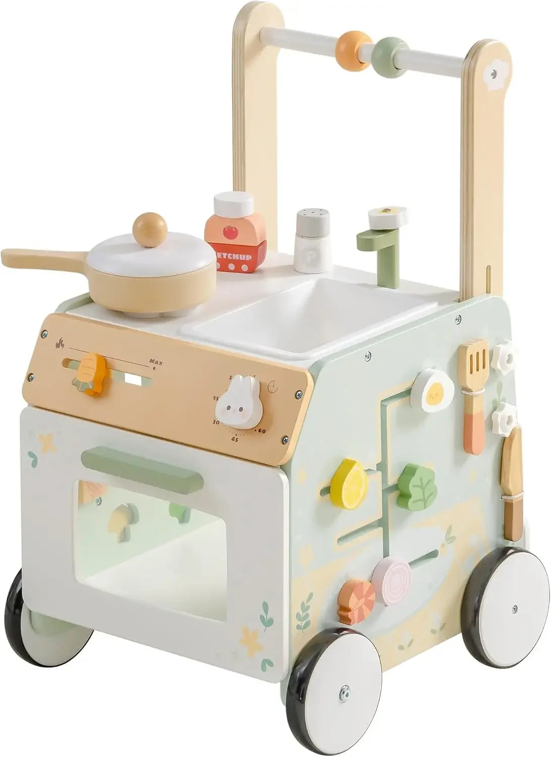 Robud Adjustable Height Wooden Baby Walker Push Toy