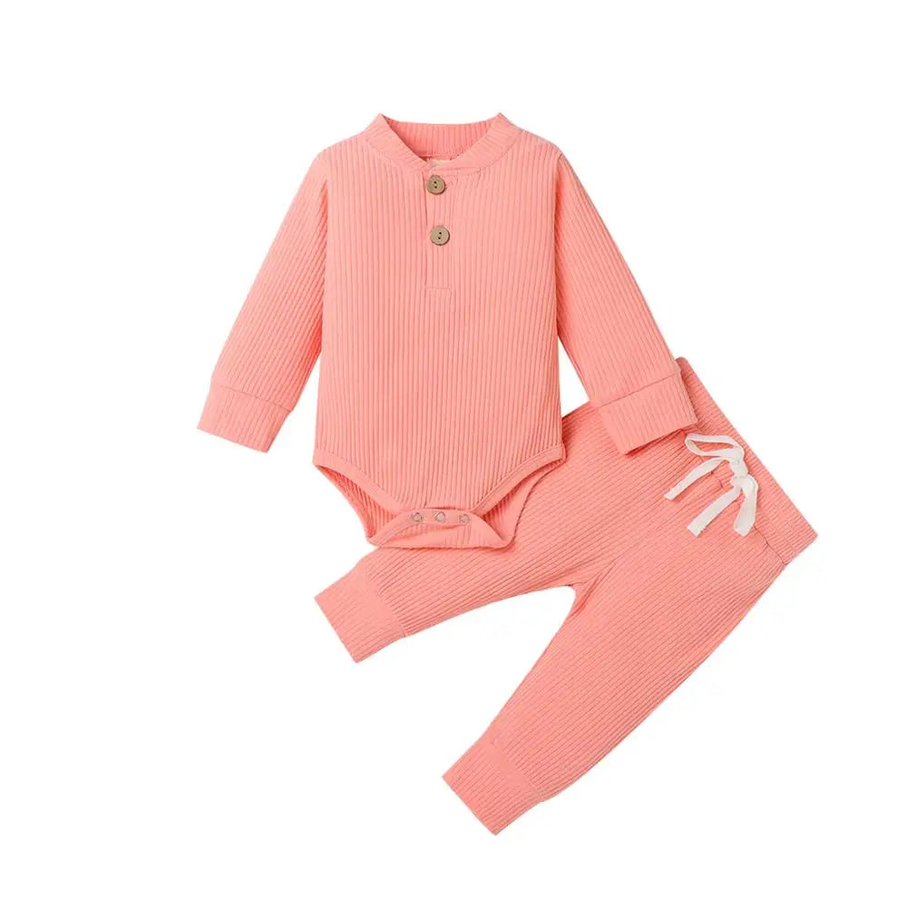 Pudcoco Baby Unisex 2-Piece Bodysuit And Elastic Pants Set