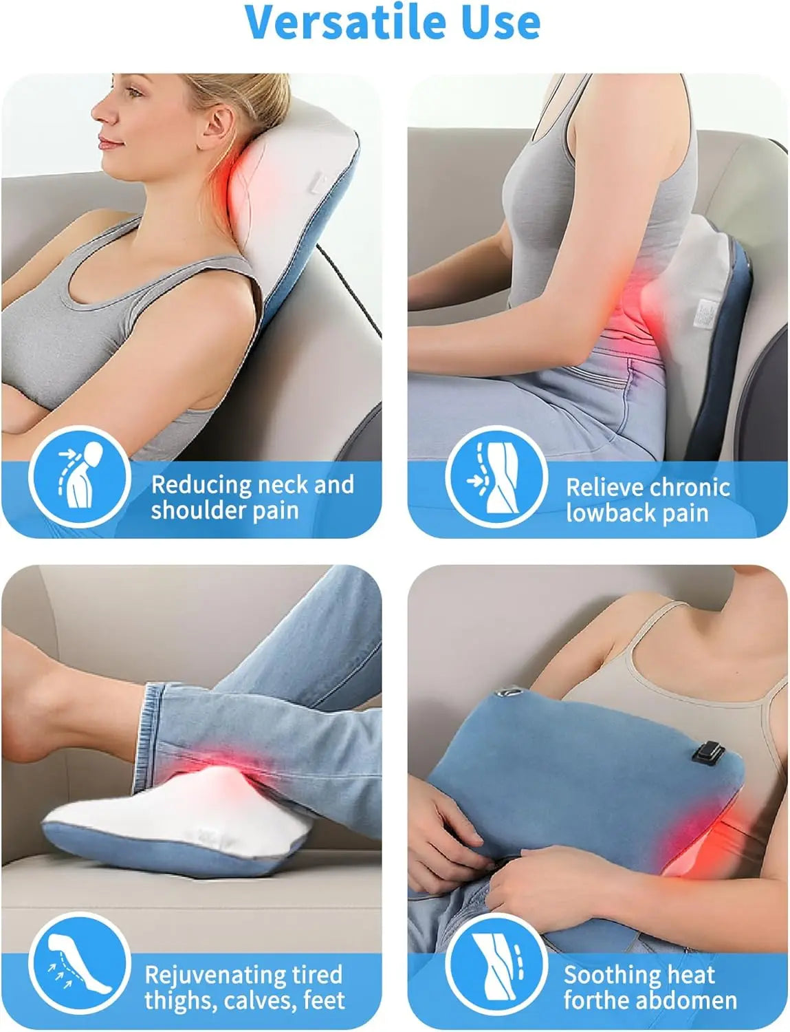 Cordless Back Massager With Heat 4D Shiatsu And Percussion