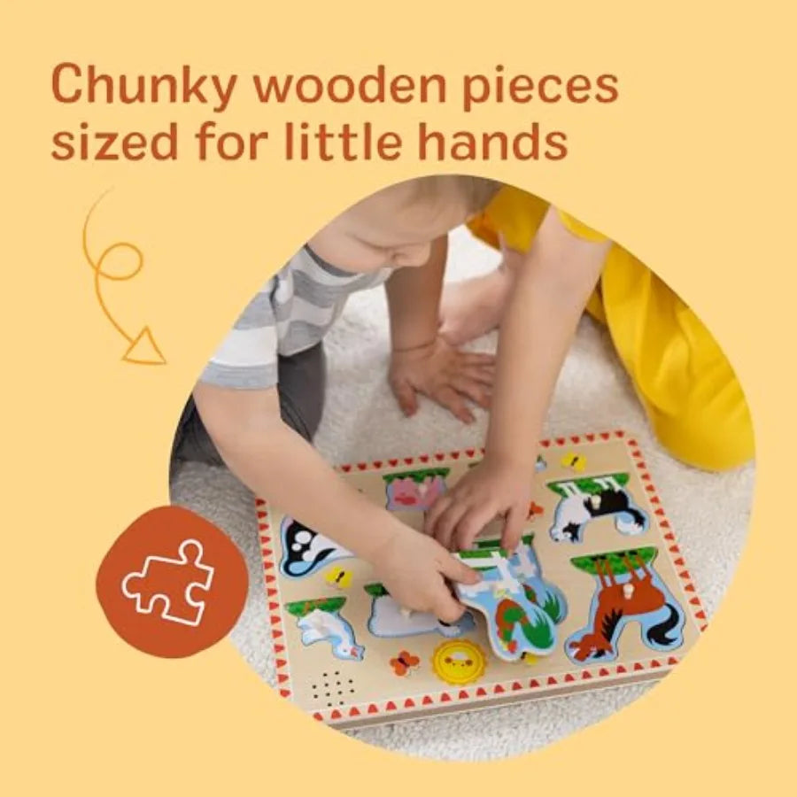 Wooden Peg Puzzle With Light Activated Sounds For Toddlers