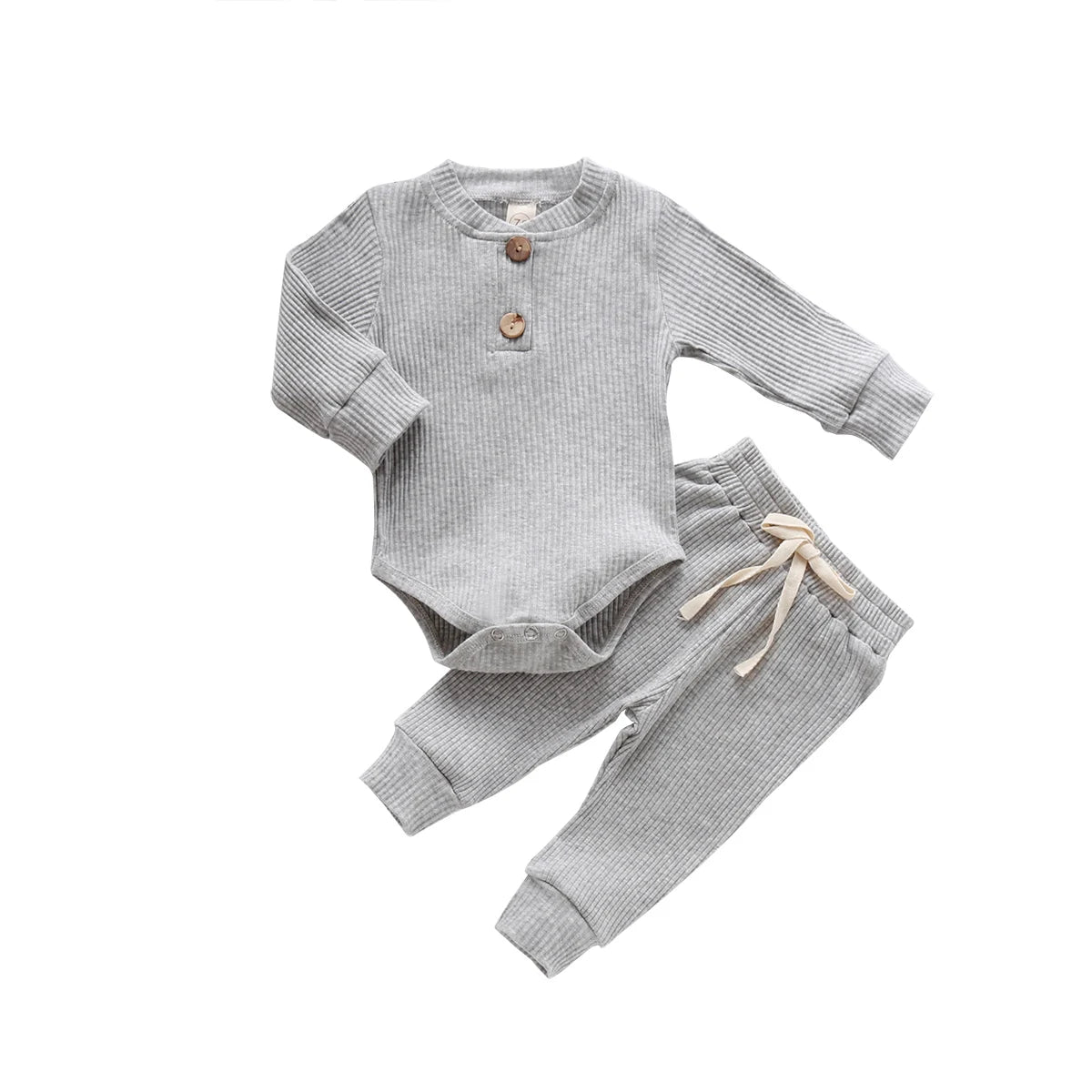 Pudcoco Baby Unisex 2-Piece Bodysuit And Elastic Pants Set