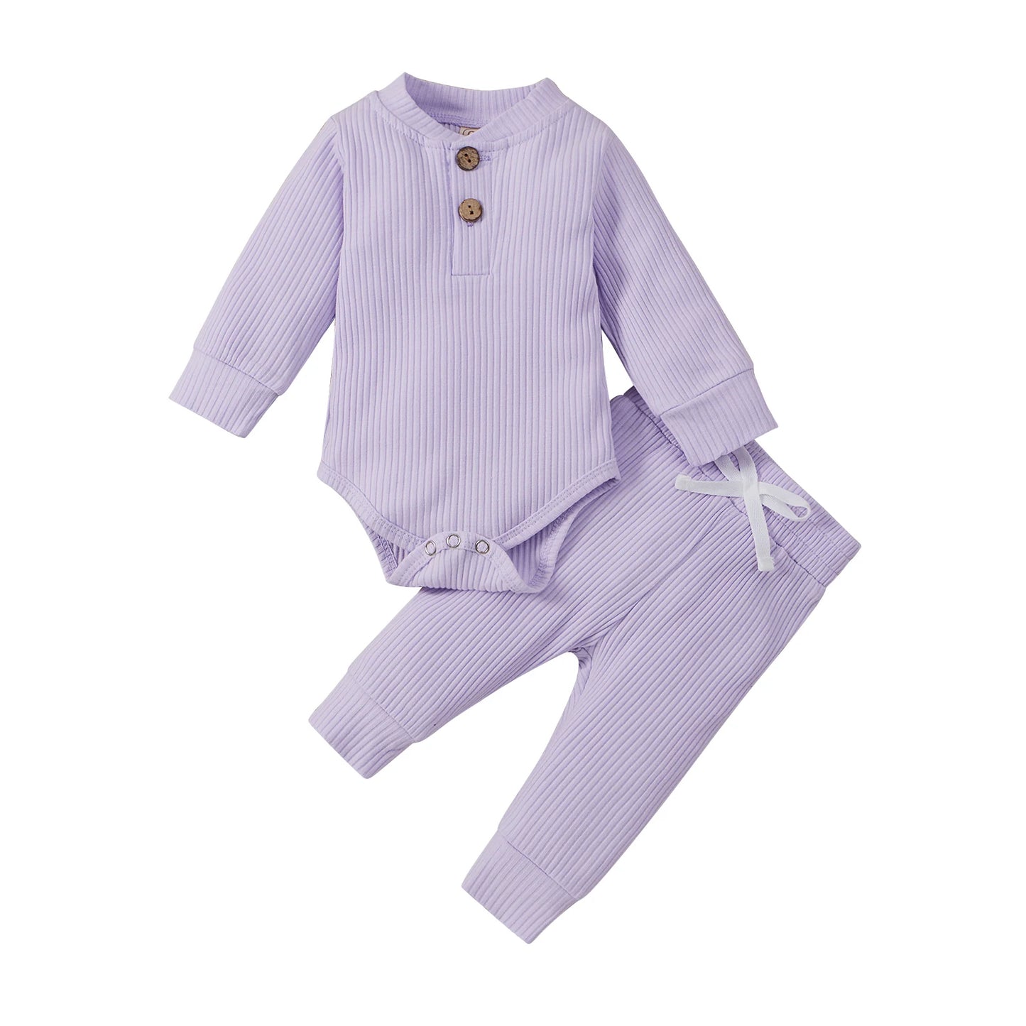 Pudcoco Baby Unisex 2-Piece Bodysuit And Elastic Pants Set