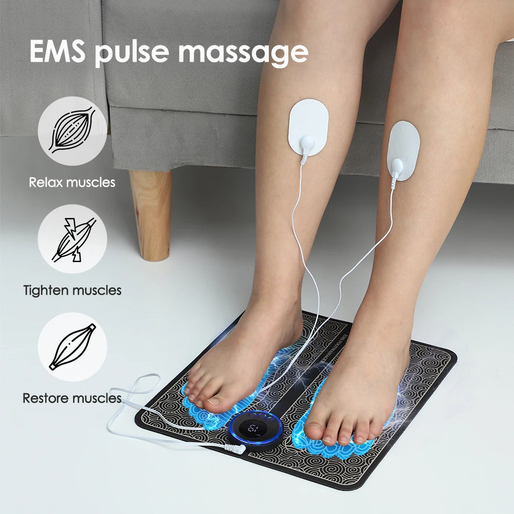 Hailicare Rechargeable Electric Foot Massager Pad EMS Massage Mat