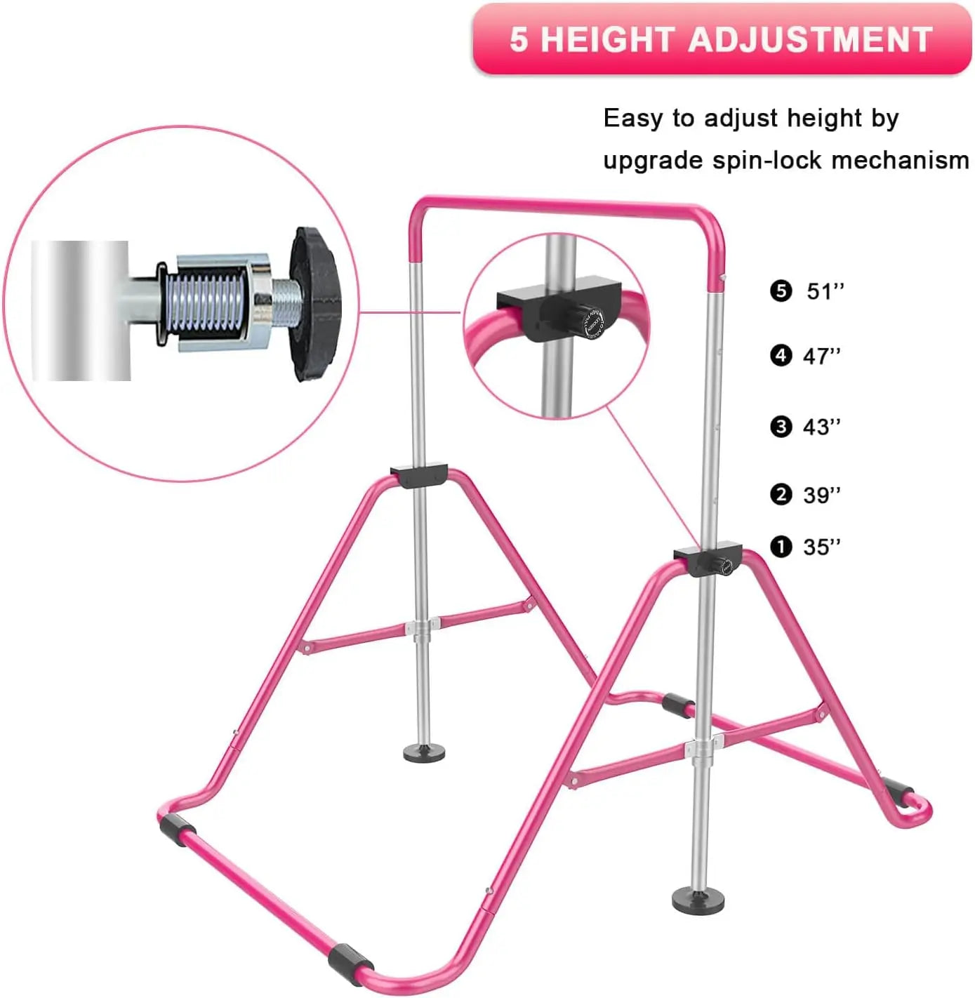 Adjustable Height Folding Gymnastic Bar For Kids Home Use