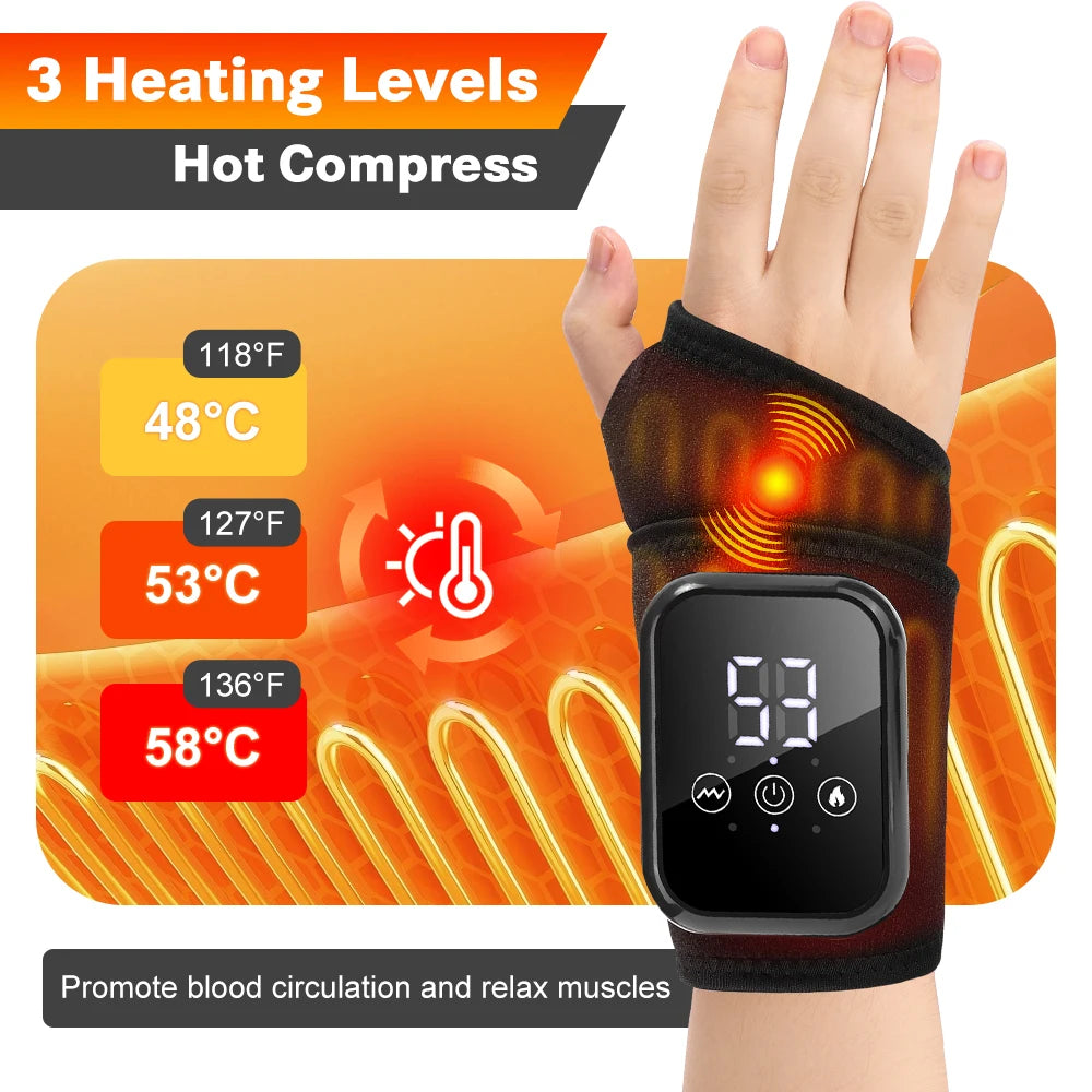 Hailicare Rechargeable Electric Heating Wrist Guard With Vibration Massage