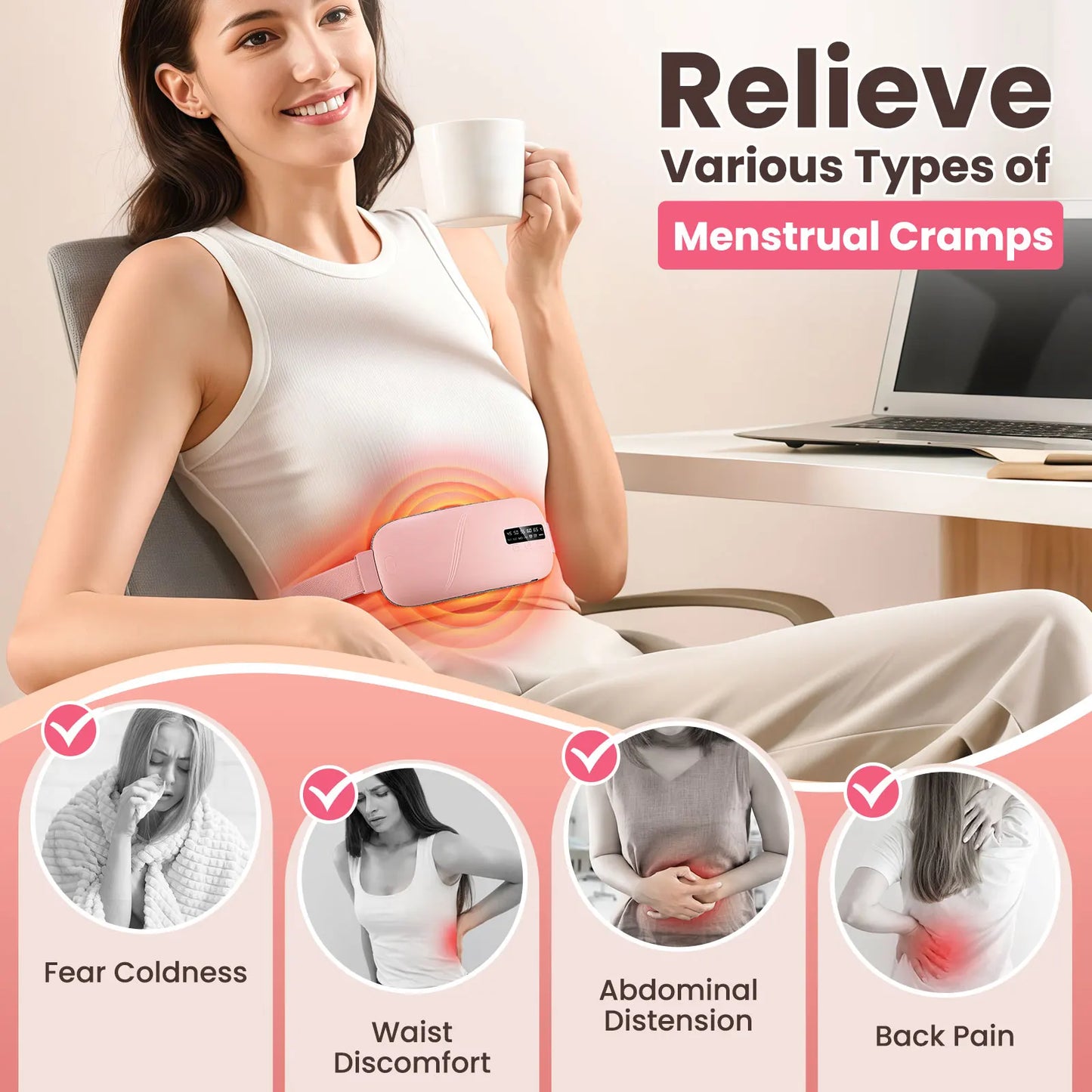 Hailicare Menstrual Heating Pad Rechargeable Belt For Period Relief