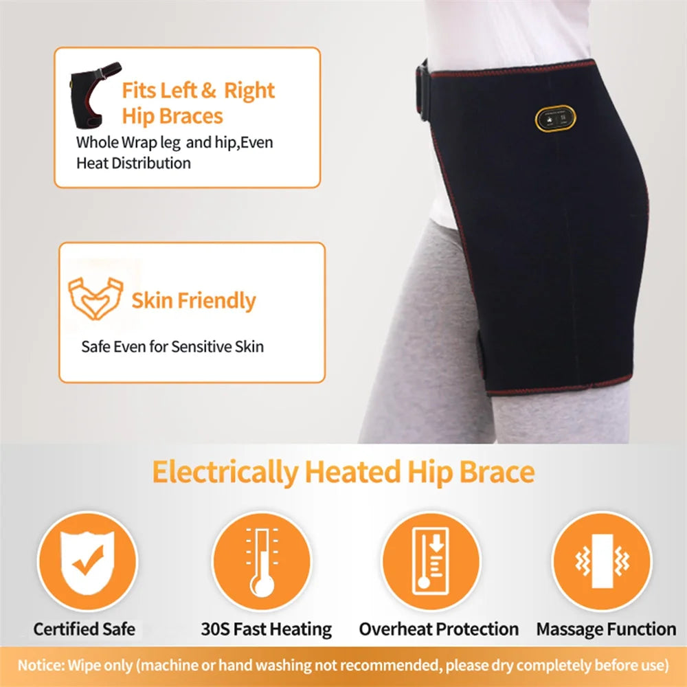 Heated Hip Brace USB Electric With 3 Massager Vibrations