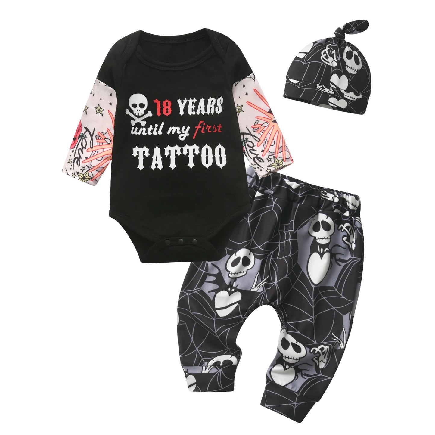Newborn Baby Boy Clothes Set Long Sleeve Romper Pants Hat
