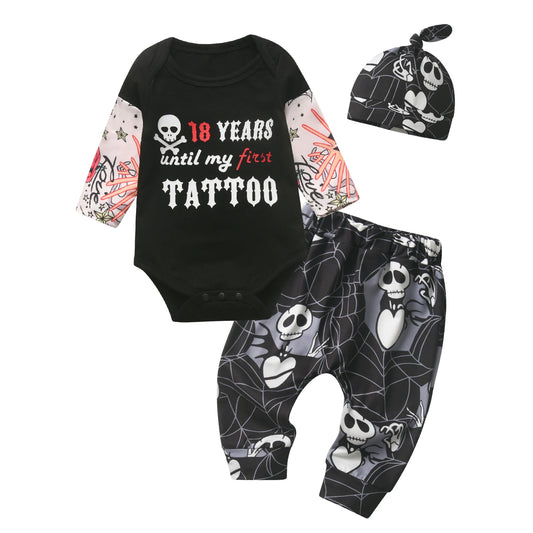 Newborn Baby Boy Clothes Set Long Sleeve Romper Pants Hat