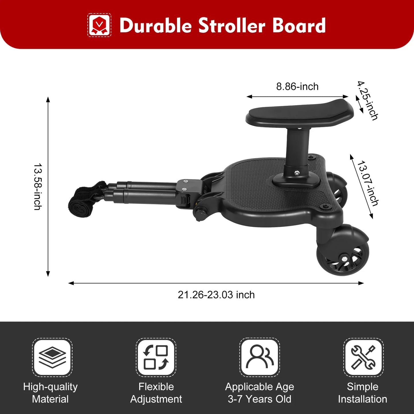 2-In-1 Baby Stroller Board With Seat Universal Connector