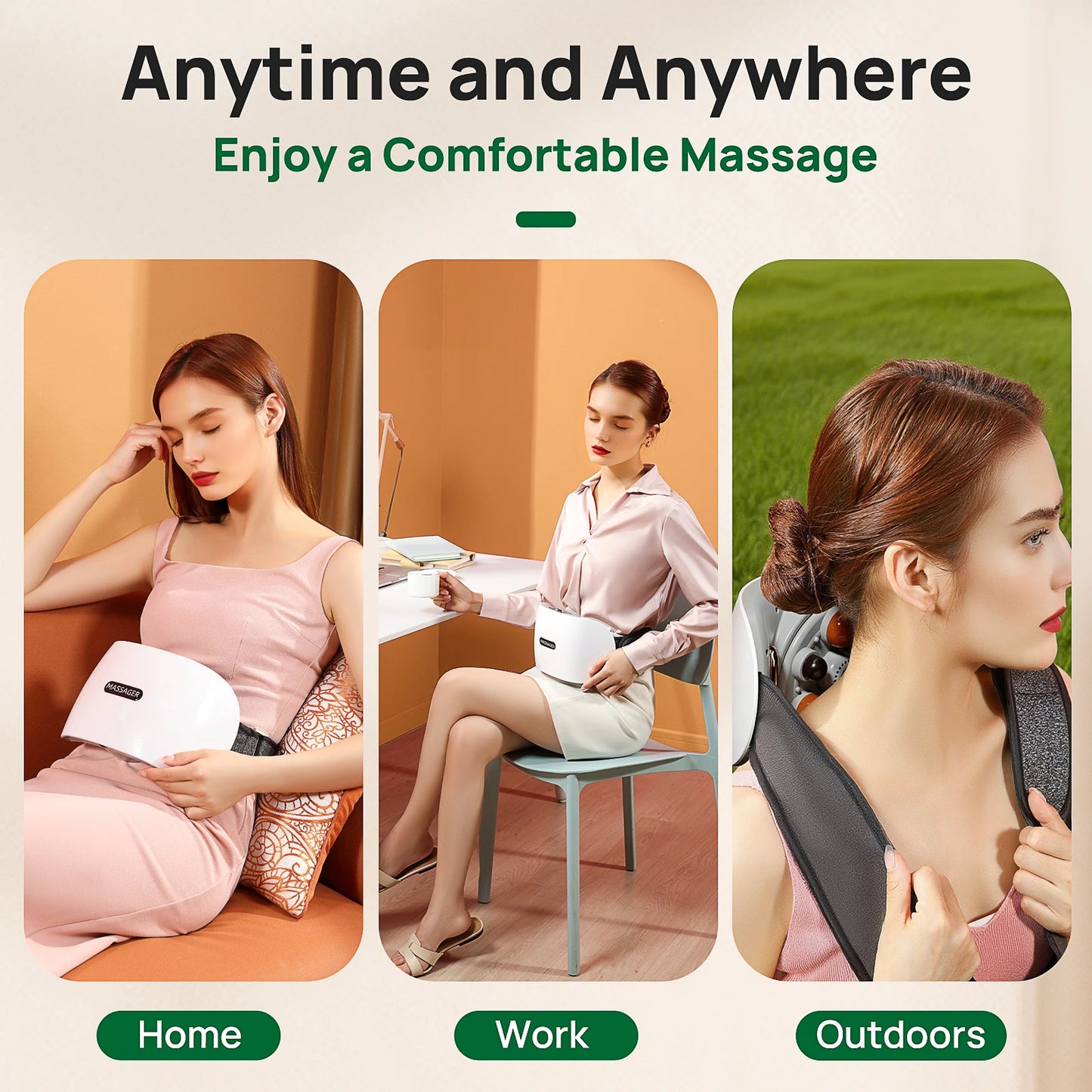 HOMEMASSA Cordless Stomach Massager With Bian Stone Heating