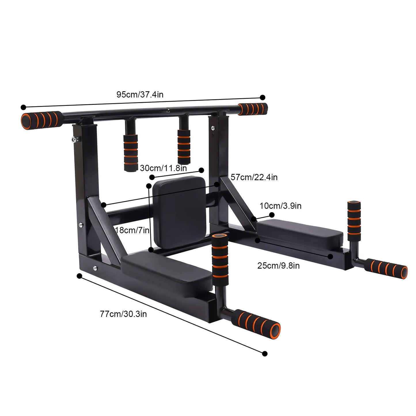 Pull Up Bar and Dip Station Wall Mount, 200kg Capacity, Multi Functional