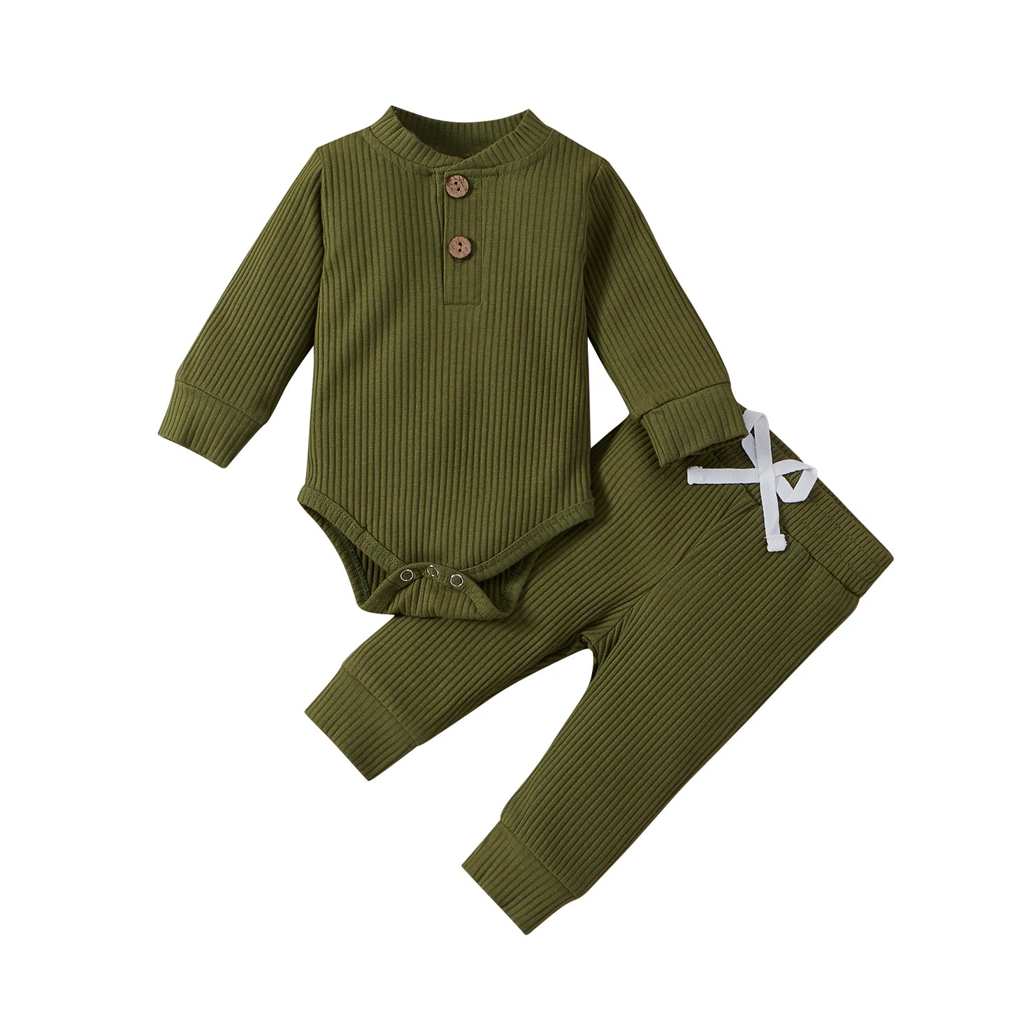 Pudcoco Baby Unisex 2-Piece Bodysuit And Elastic Pants Set