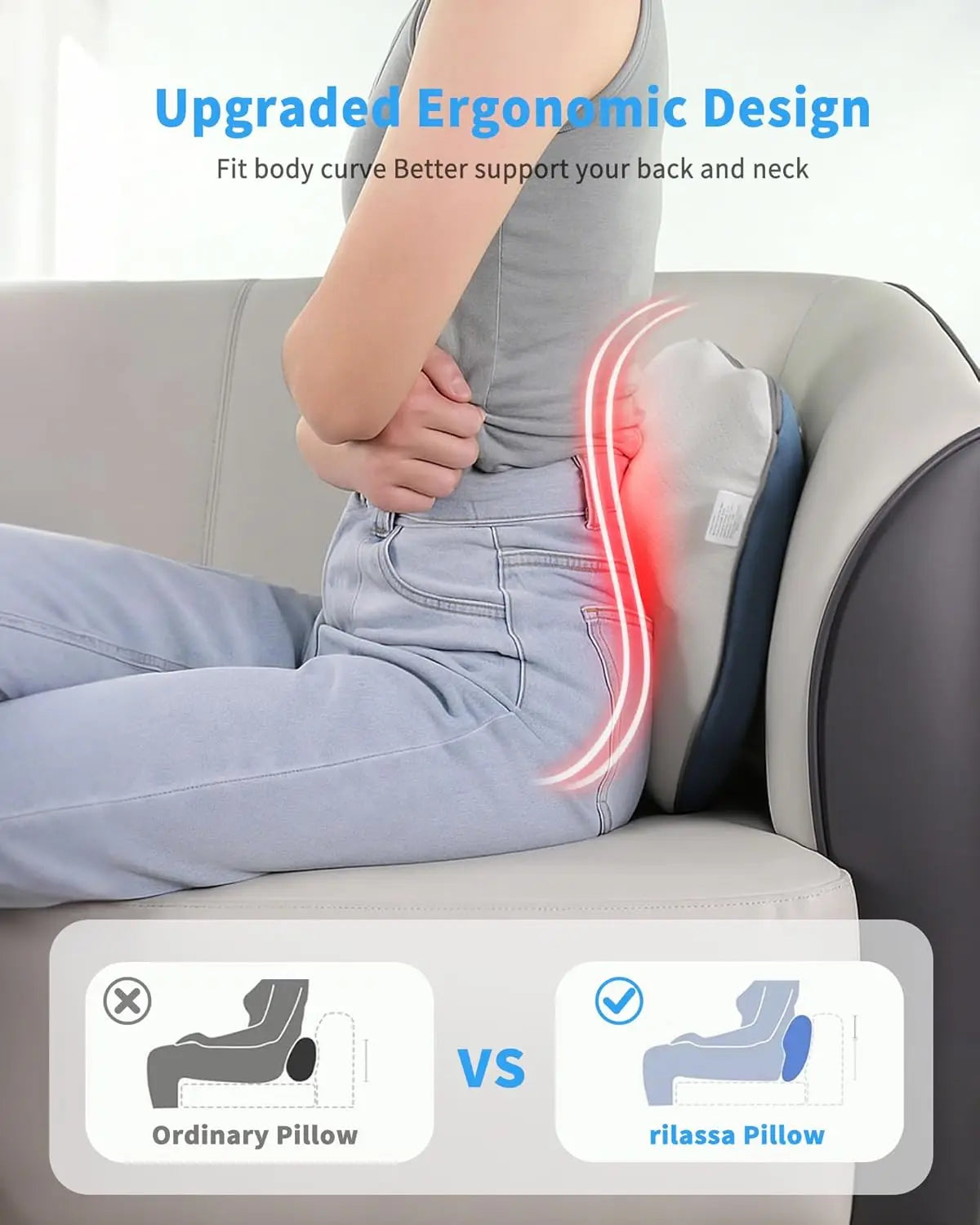 Cordless Back Massager With Heat 4D Shiatsu And Percussion