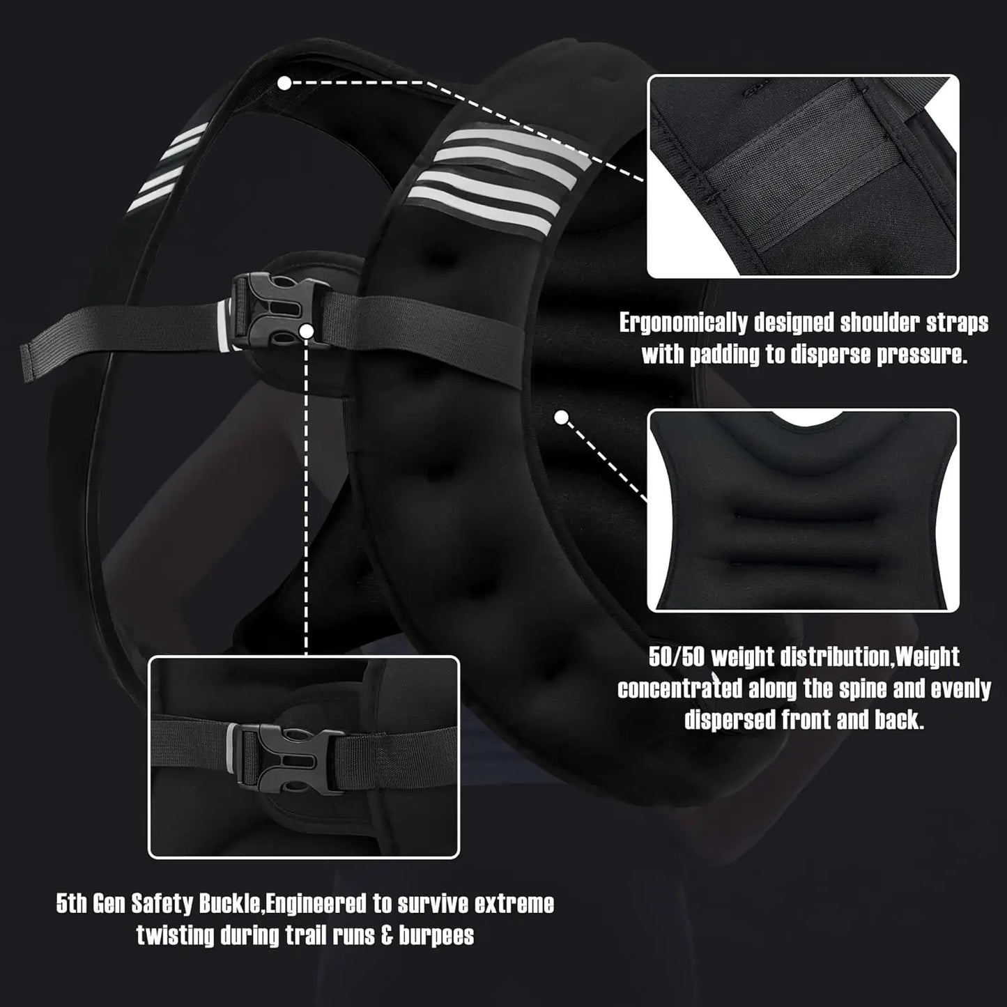 Weight Vest With Reflective Stripe For Workout And Fitness
