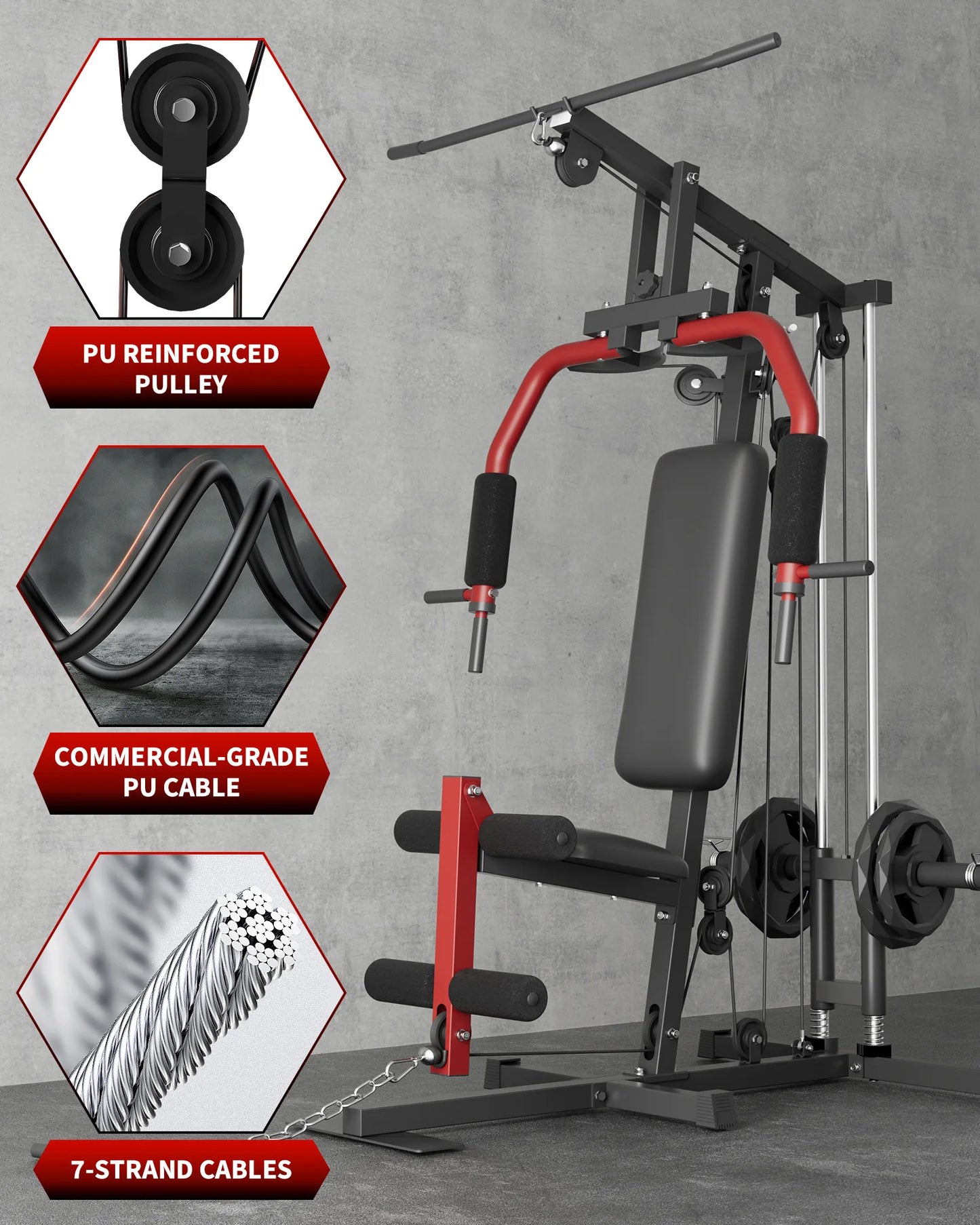 HiMISS Five In One Home Gym Machine With Lat Pulldown