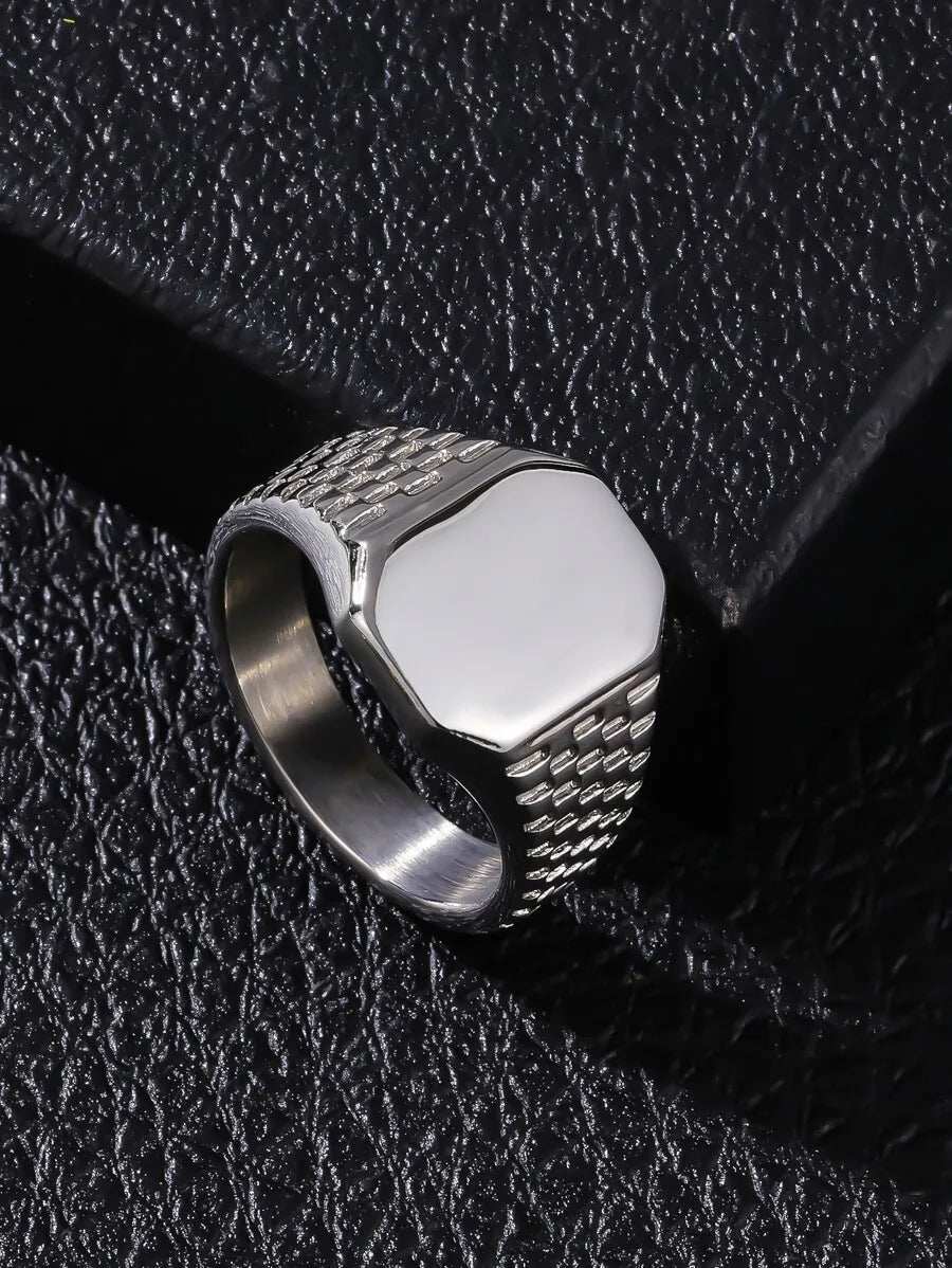 1pc Men's Octagon Smooth Classic Gift Ring
