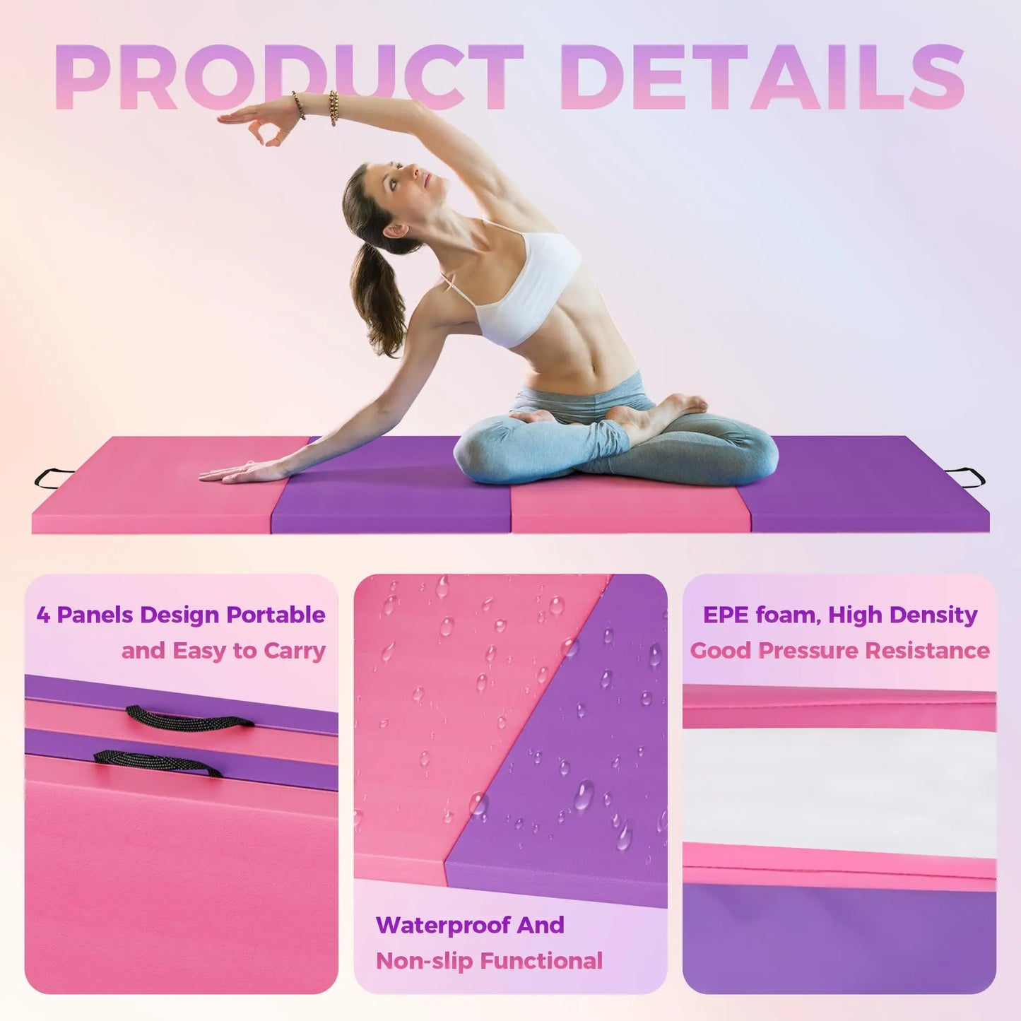 HiMISS Gymnastics Mat 4-5 Fold Tumbling Mat For Home Yoga