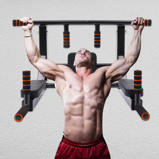 Pull Up Bar and Dip Station Wall Mount, 200kg Capacity, Multi Functional