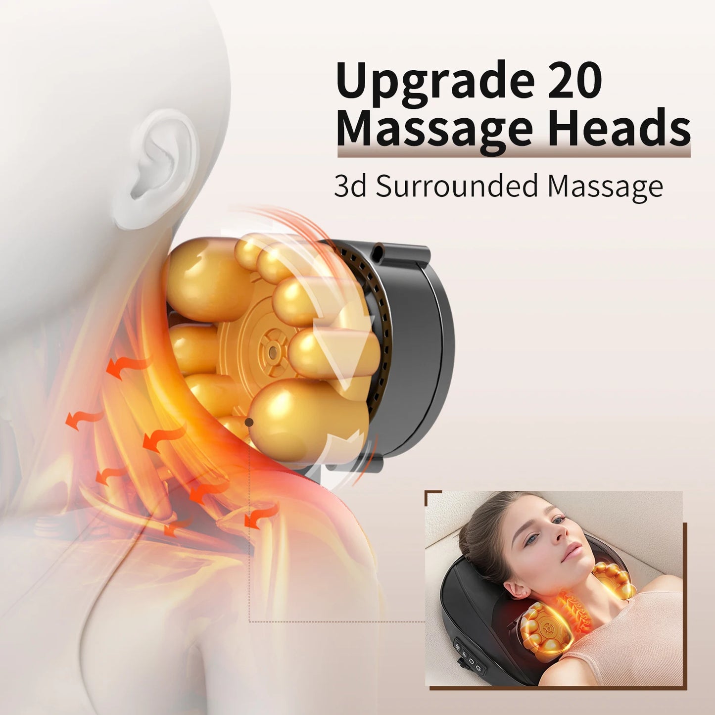 LEERCONElectronic 4-Button 20-Node Plug-In Back Massager With Heat
