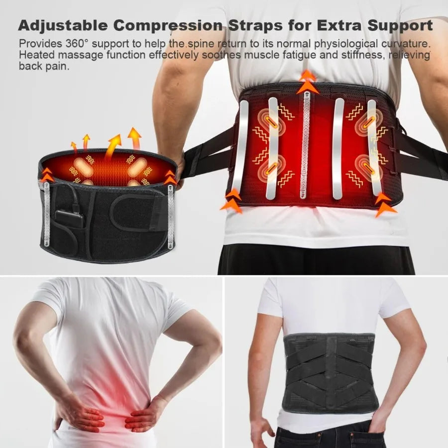 Cordless Heating Pad Back Massager Belt For Lower Back Pain Relief