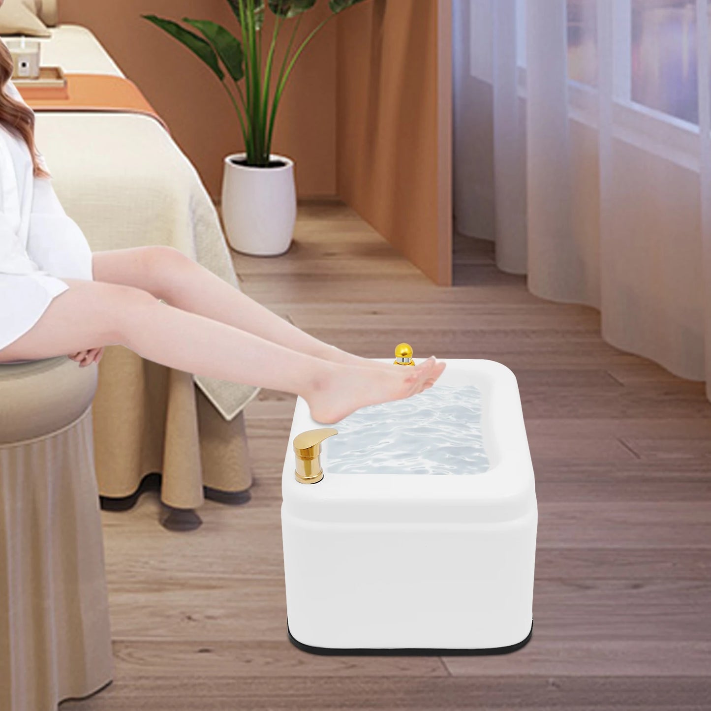 Bymaocar Acrylic Foot Bath Massage LED Light Spa Tub