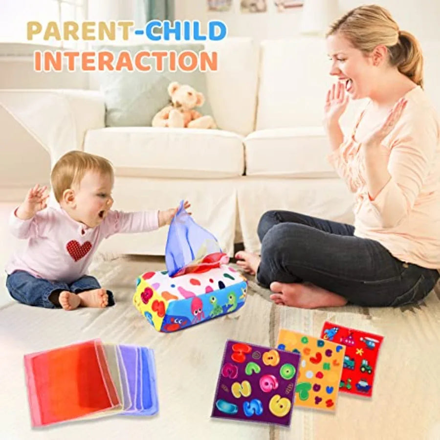 Montessori Tissue Box Toy For Babies 6-12 Months Crinkle Sensory