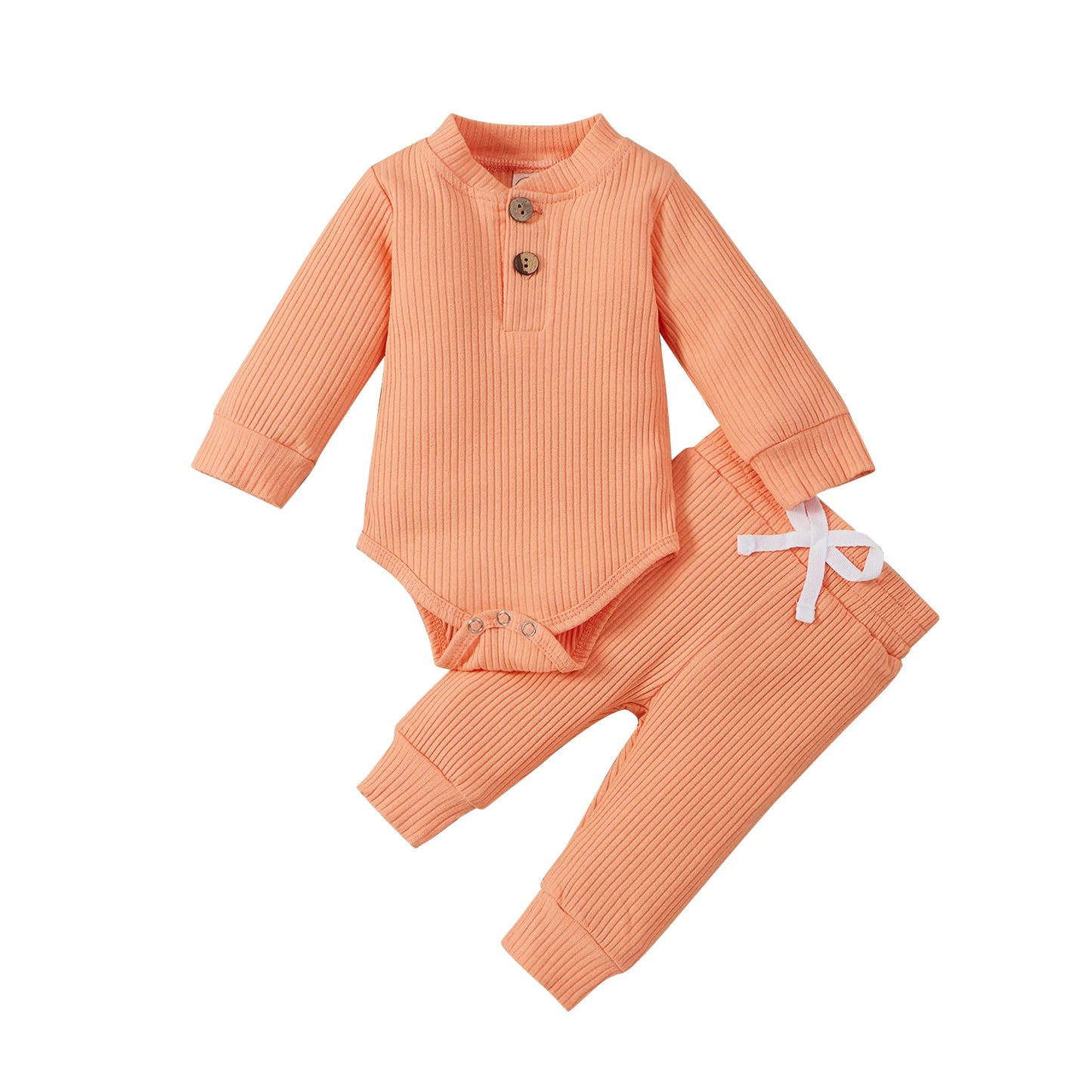Pudcoco Baby Unisex 2-Piece Bodysuit And Elastic Pants Set