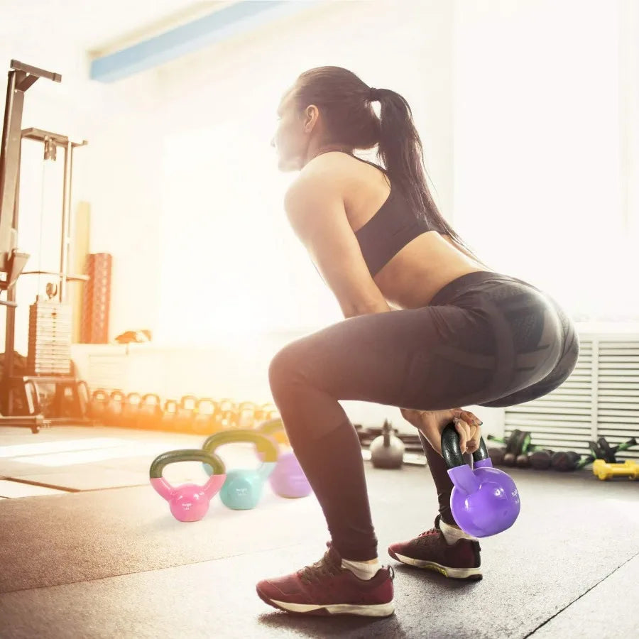 LISM Vinyl Coated Kettlebell Set for Full Body Workout