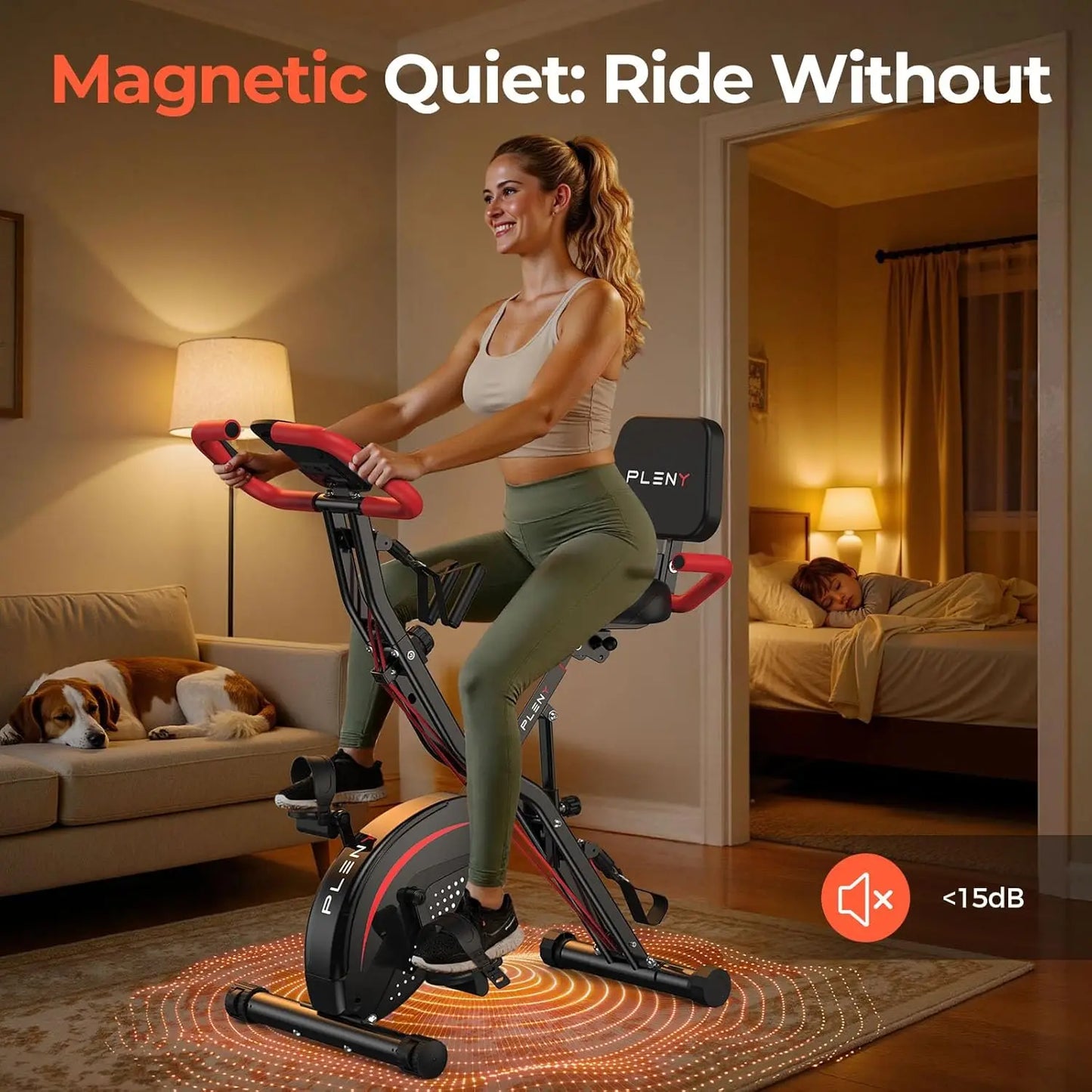 YOSUDA Foldable 5 In 1 Exercise Bike With Back Support