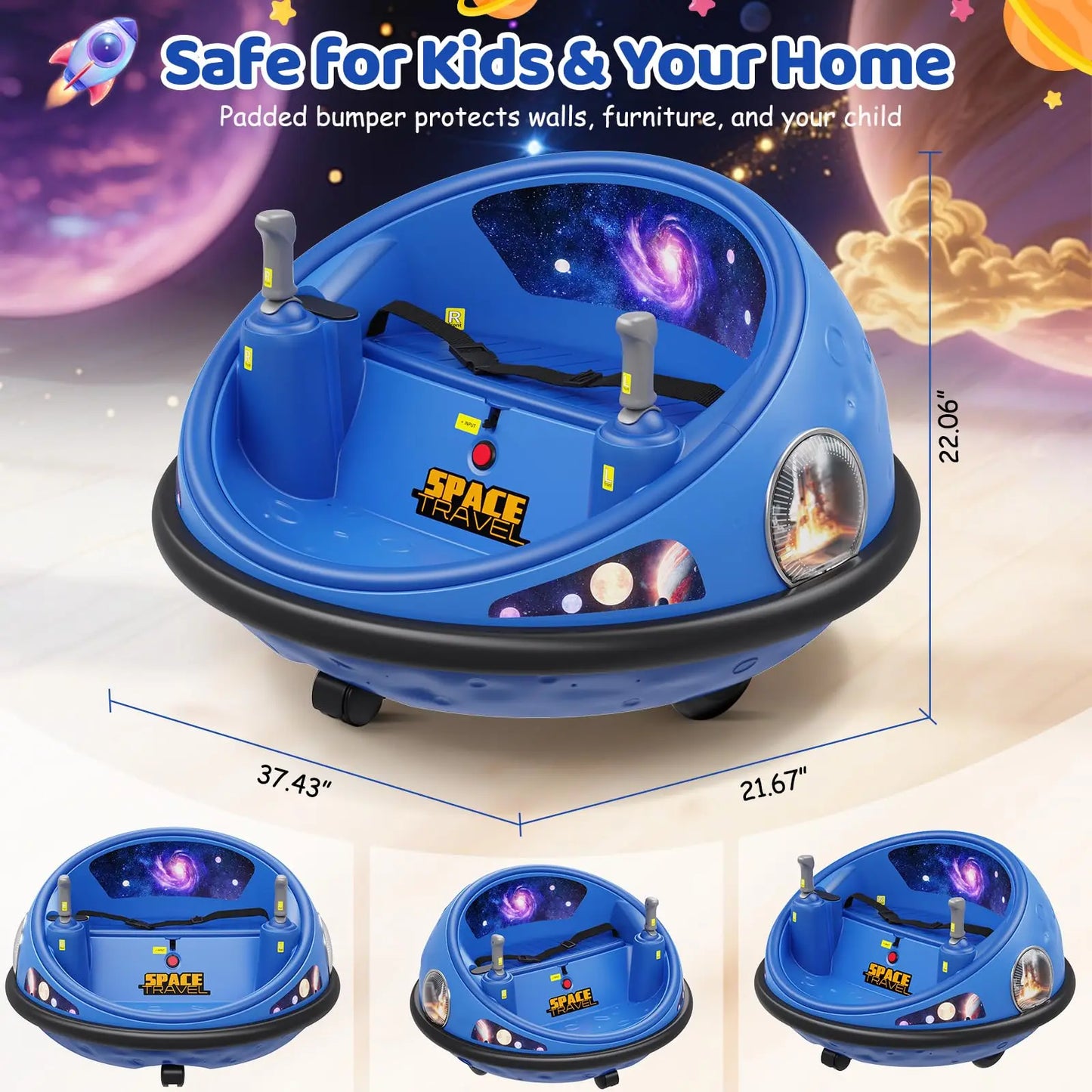 360 Degree Spinning Kids Electric Bumper Car LED Lights Remote