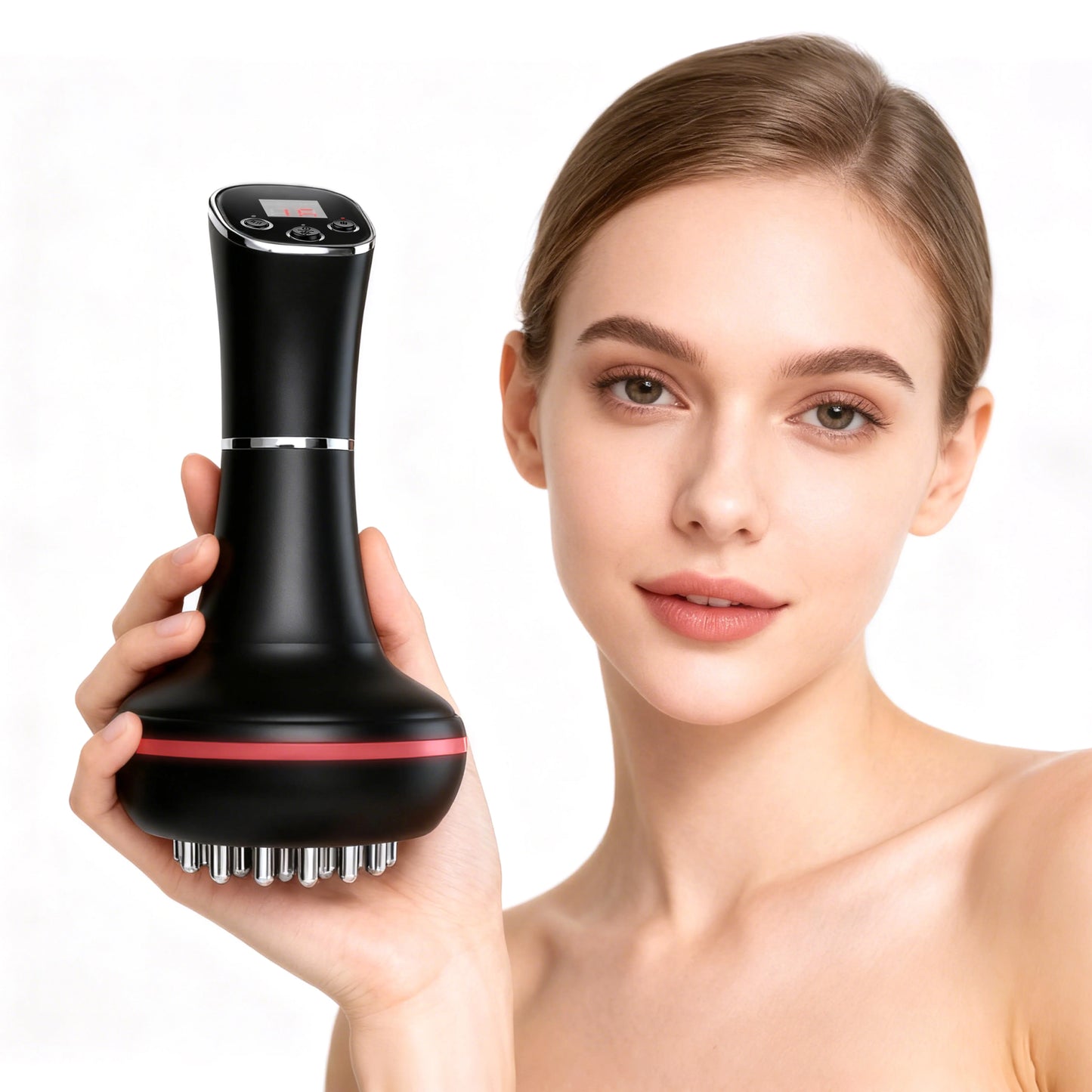 Aedwdpe Handheld Electric Meridian Brush For Full Body Massage Gua Sha Heating