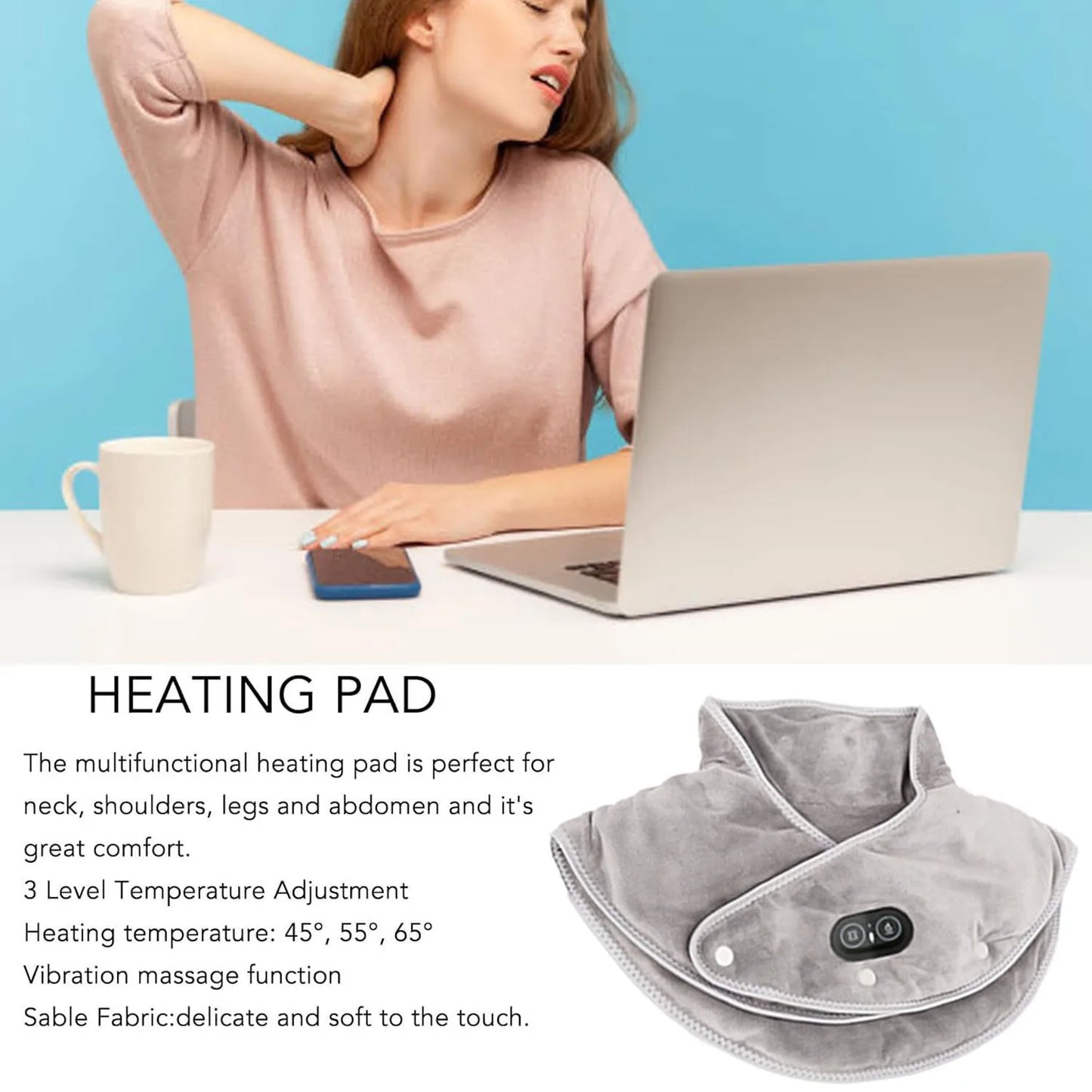 Neck Massager Brace With Electric Heating Shoulder Pad Temperature Control
