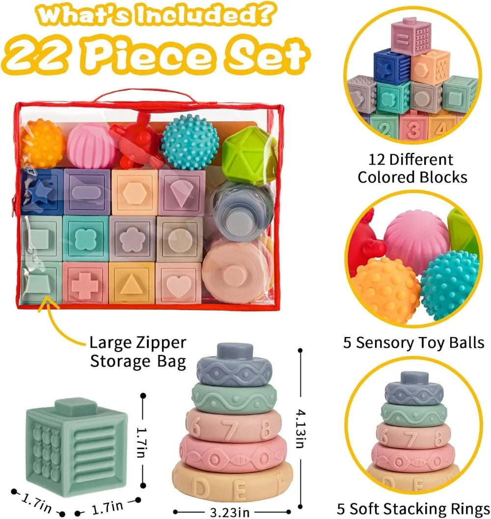 Montessori 3-in-1 Baby Toys Set for Development 0-12 Months