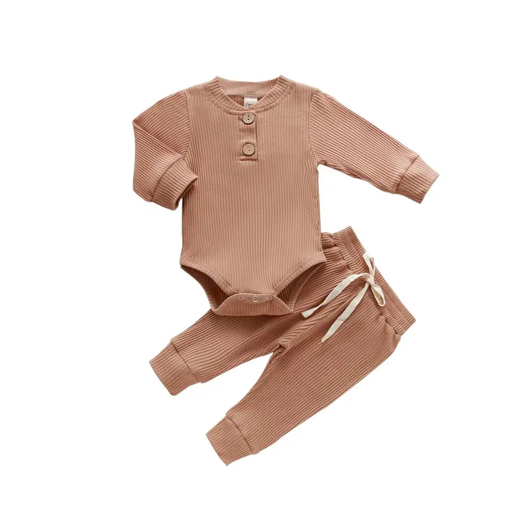 Pudcoco Baby Unisex 2-Piece Bodysuit And Elastic Pants Set
