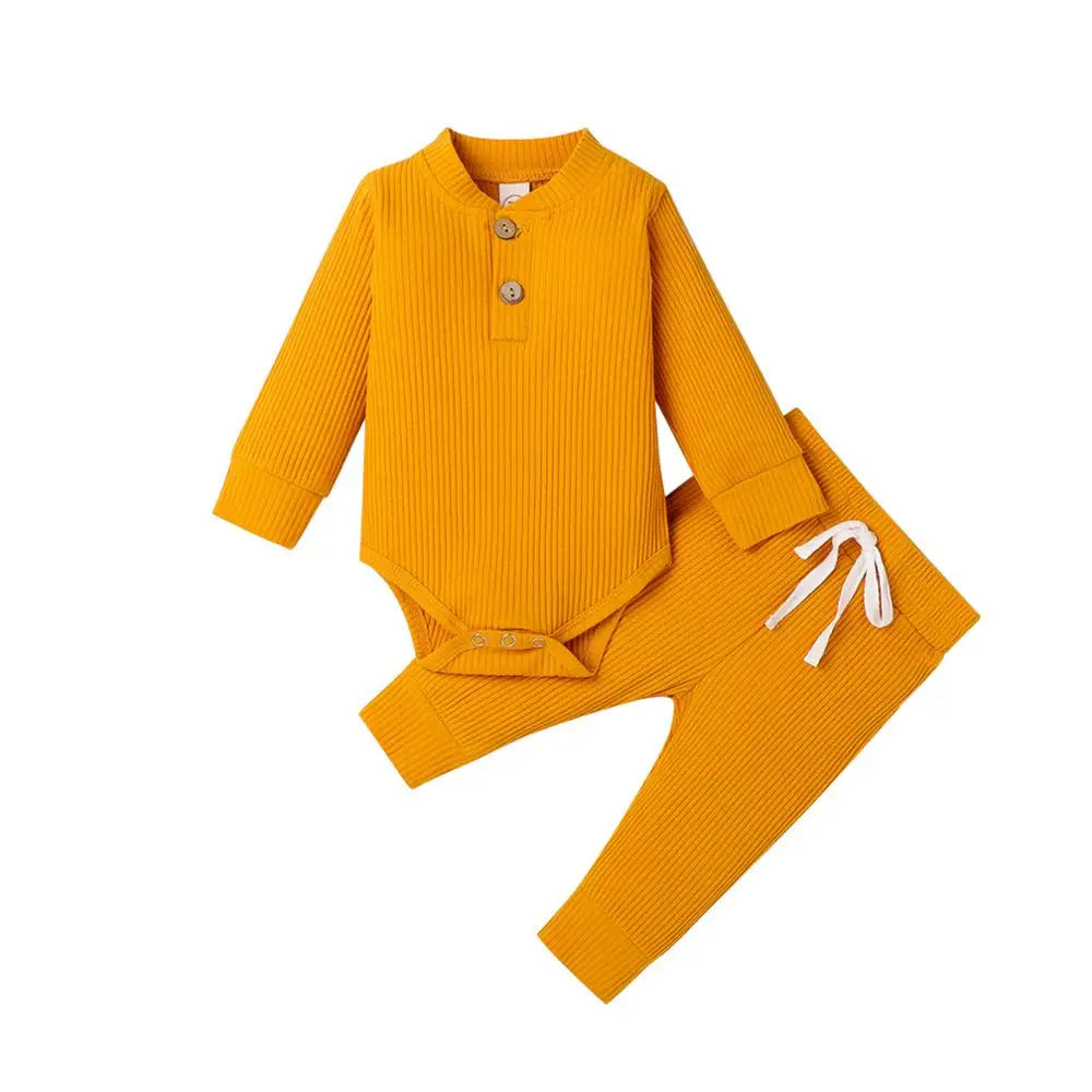 Pudcoco Baby Unisex 2-Piece Bodysuit And Elastic Pants Set